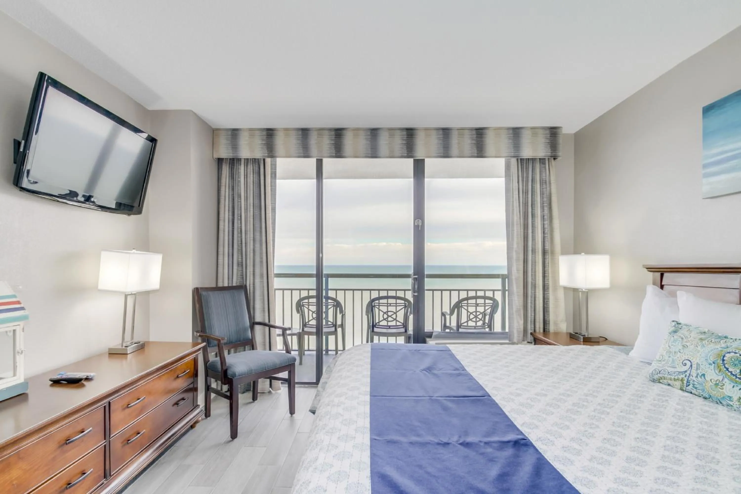 Bedroom, Bed in Ocean-Front Condos at Patricia Grand