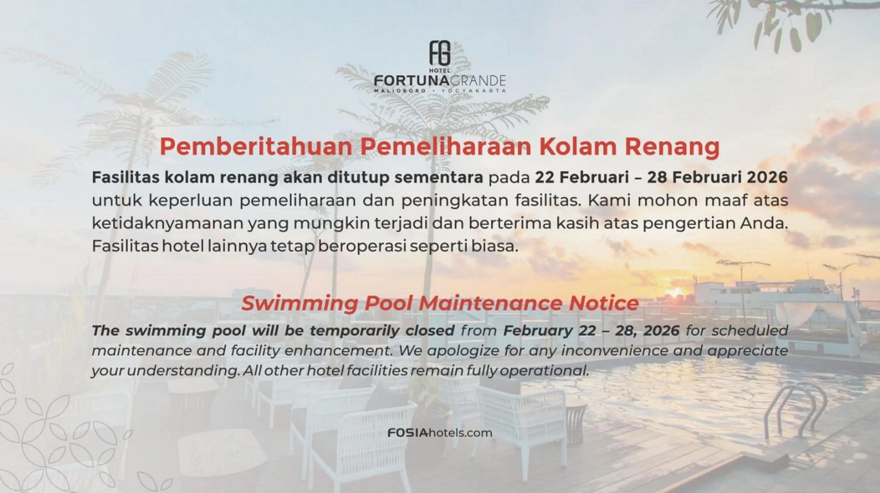 Swimming pool in Hotel FortunaGrande Malioboro Yogyakarta