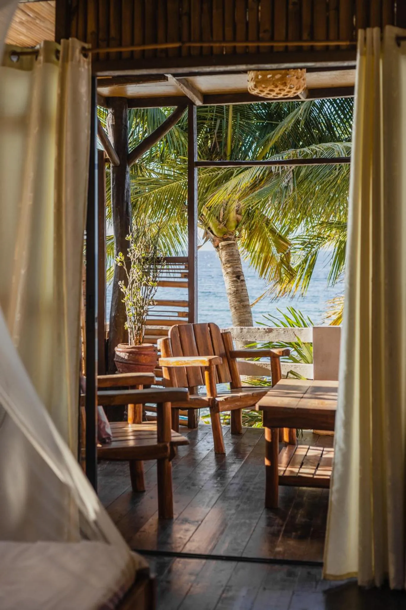Patio in Amami Beachfront Villa with Private Beach