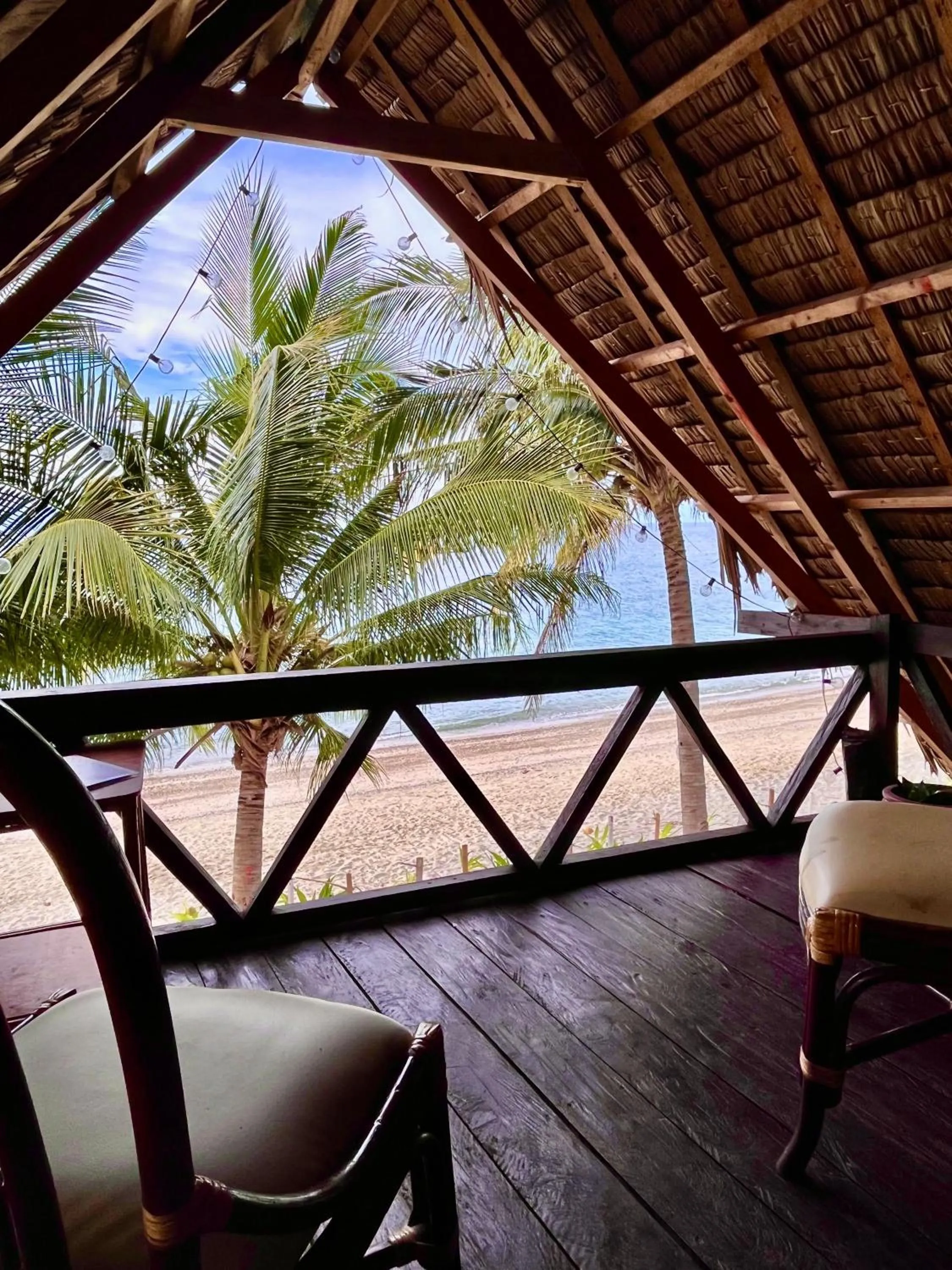 Patio in Amami Beachfront Villa with Private Beach