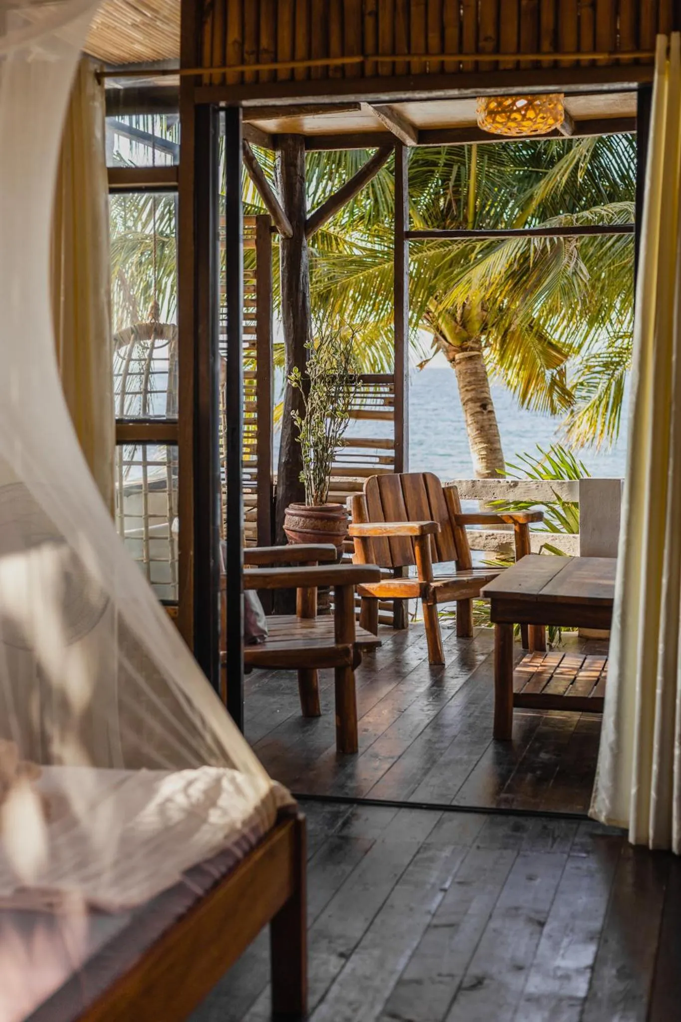 Patio in Amami Beachfront Villa with Private Beach