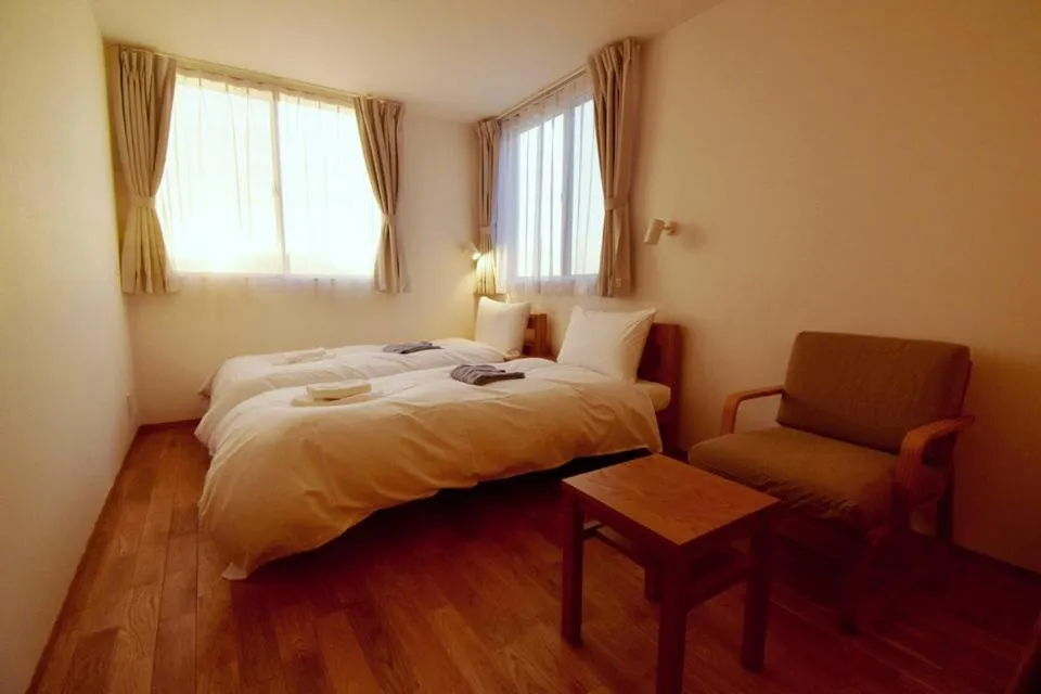 Photo of the whole room, Bed in MY LODGE Naoshima