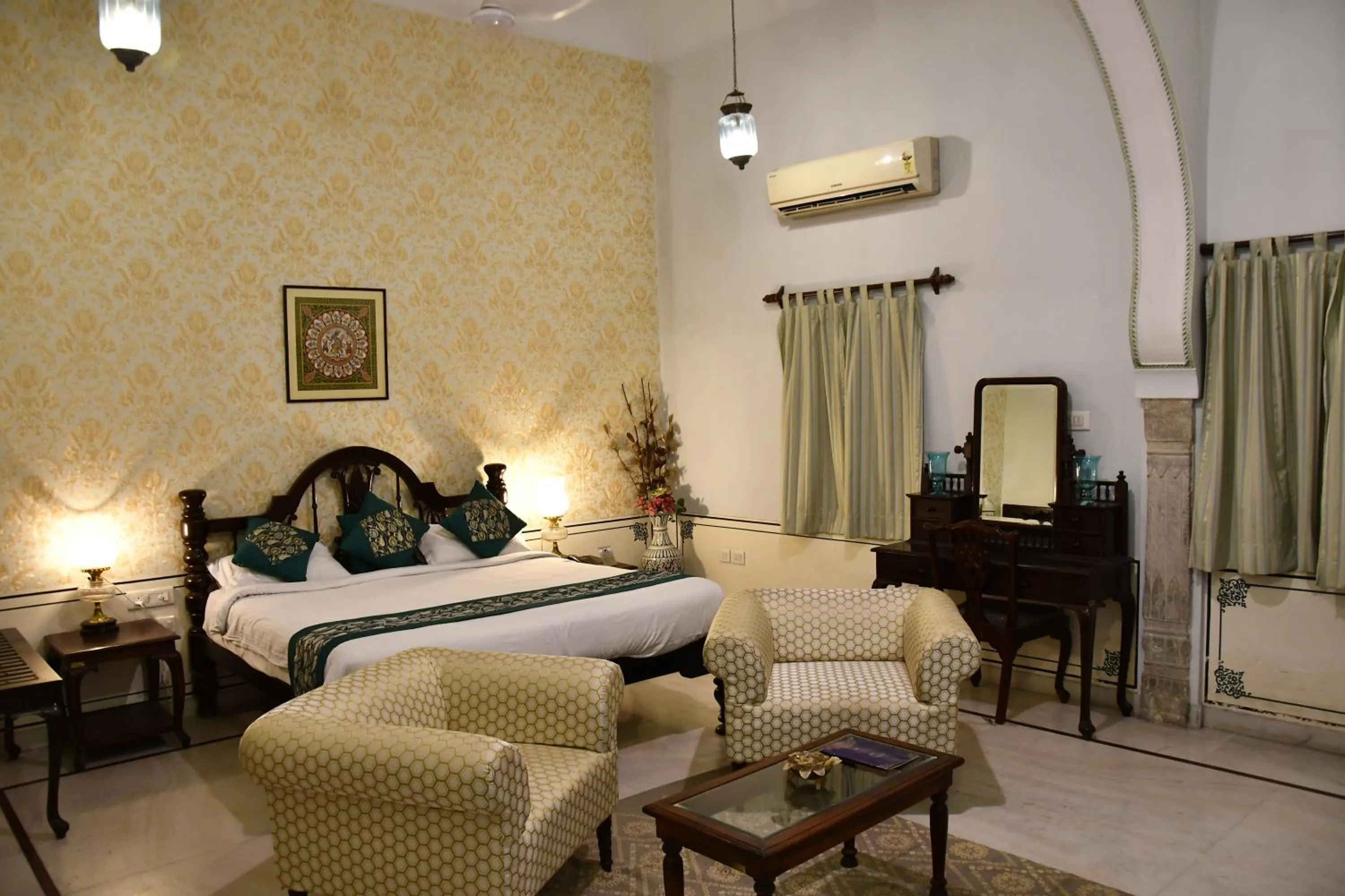 Bed in Khandela Haveli - a Boutique Heritage Hotel
