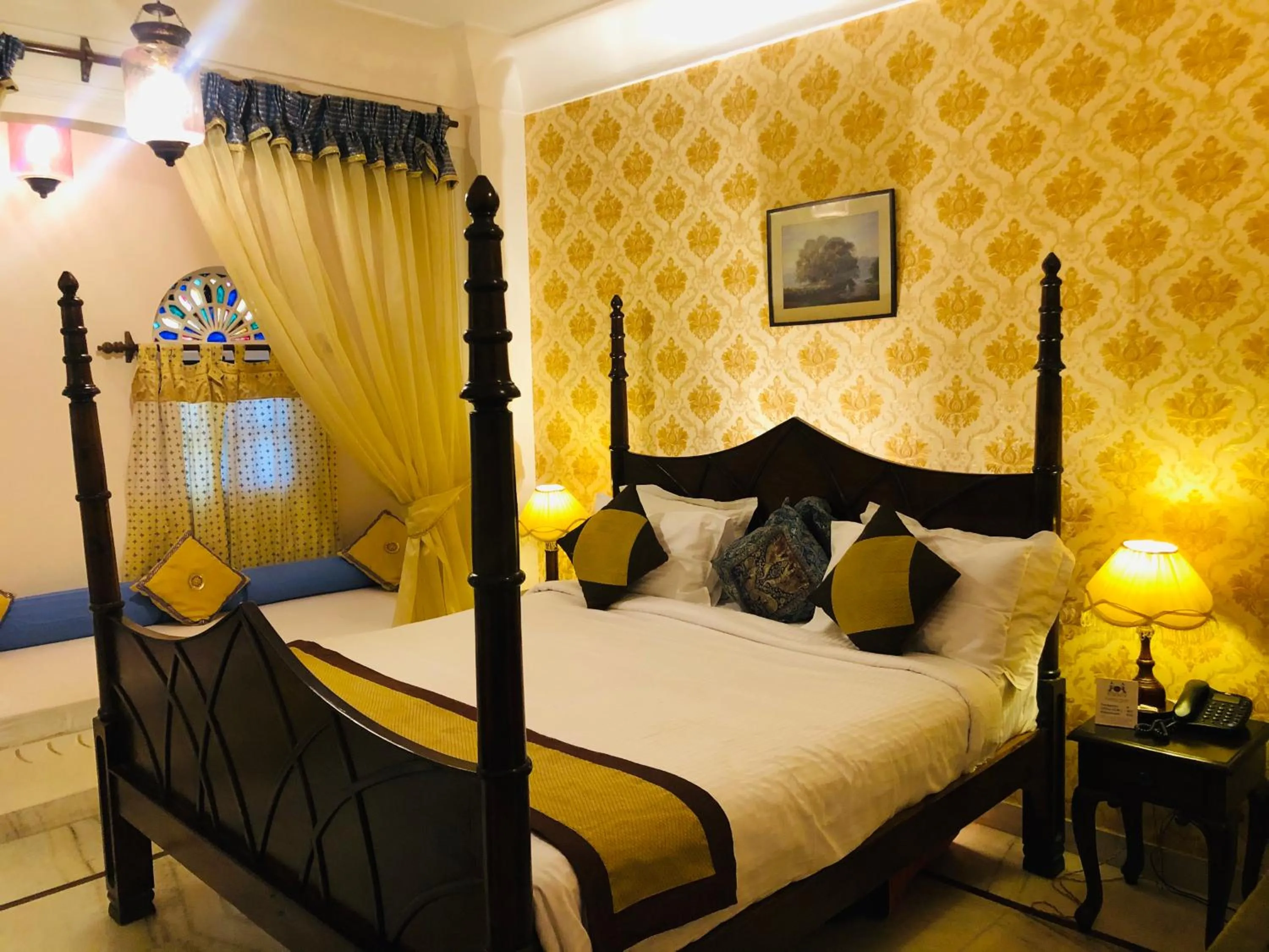Bed in Khandela Haveli - a Boutique Heritage Hotel