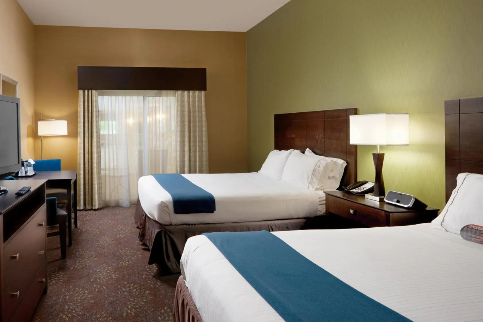 Pool view, Bed in Holiday Inn Express Hotel & Suites Saginaw by IHG
