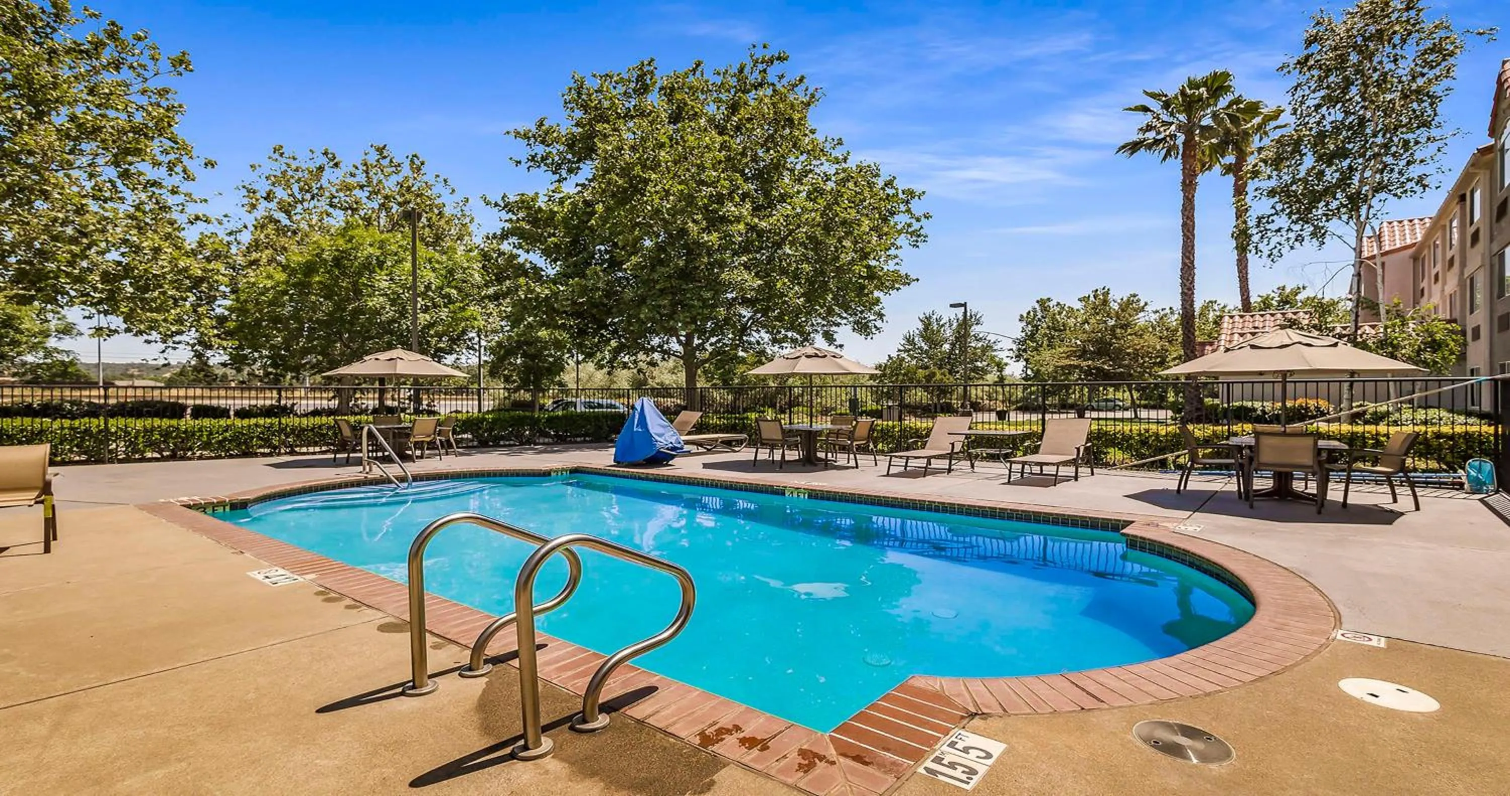 Pool view in SureStay Plus Hotel by Best Western Rocklin