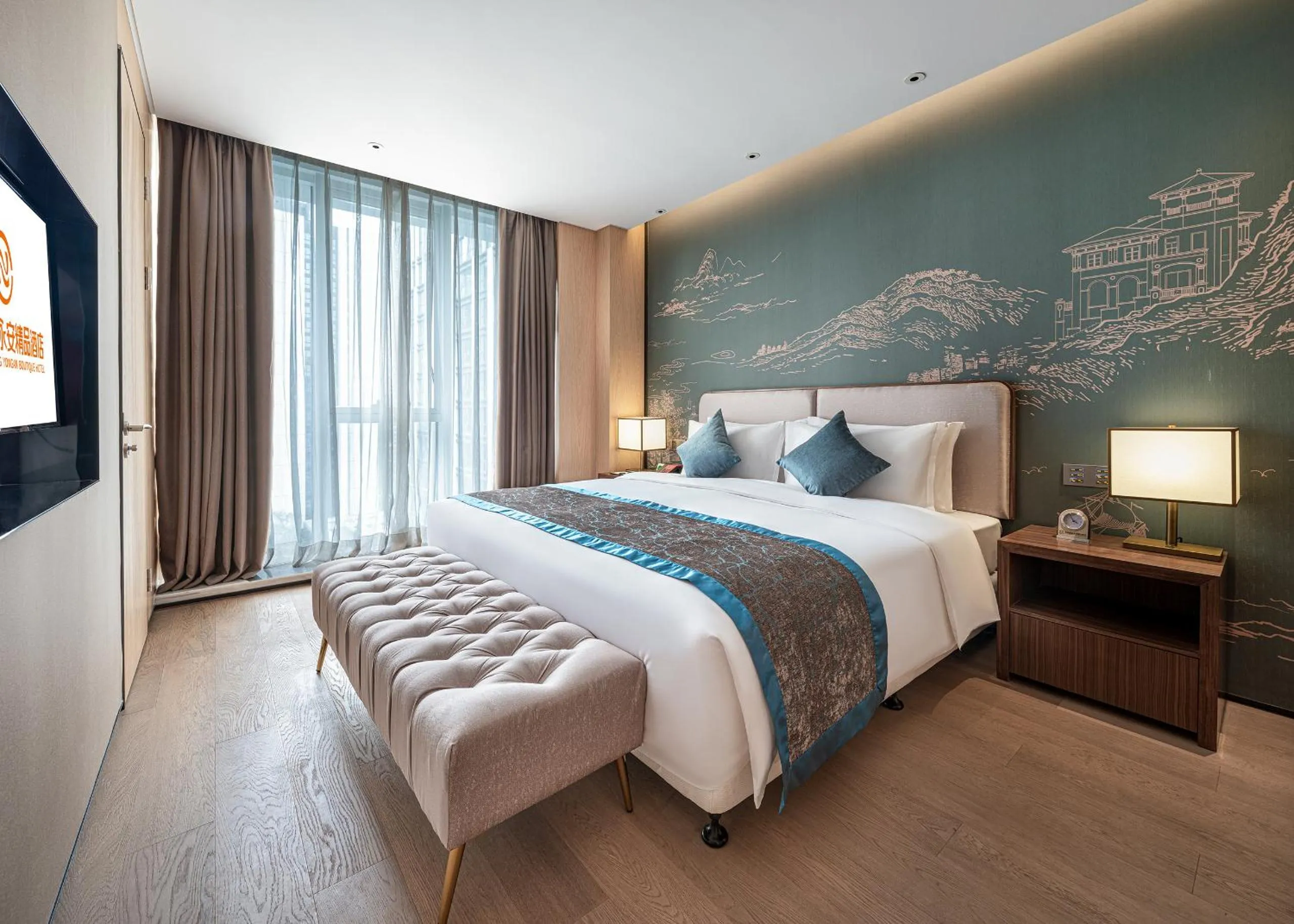 Bed in Qin Huang Yong An Boutique Hotel