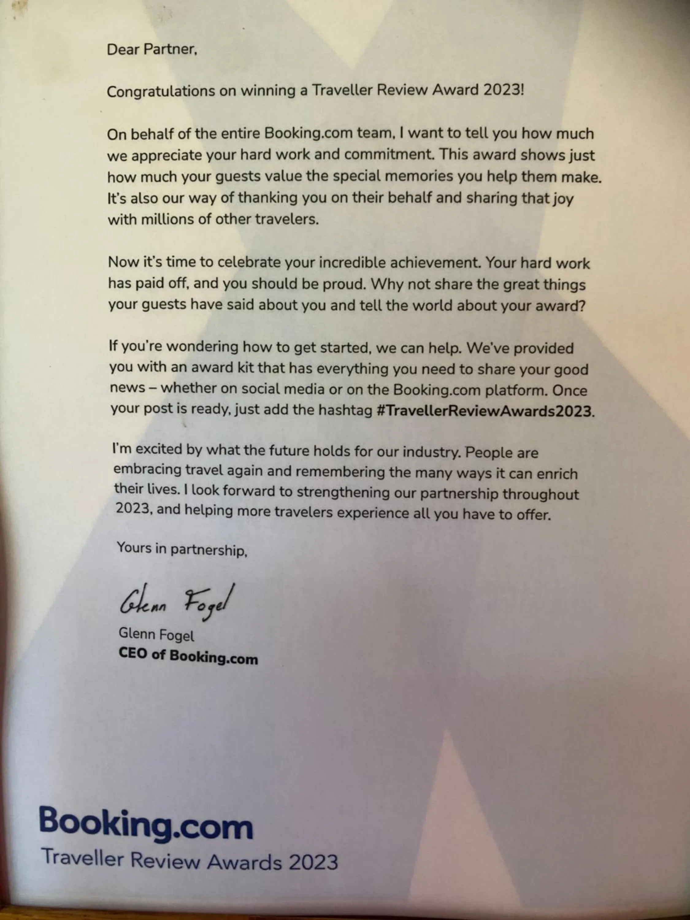 Certificate/Award in Hotel Casa Vito Beachfront