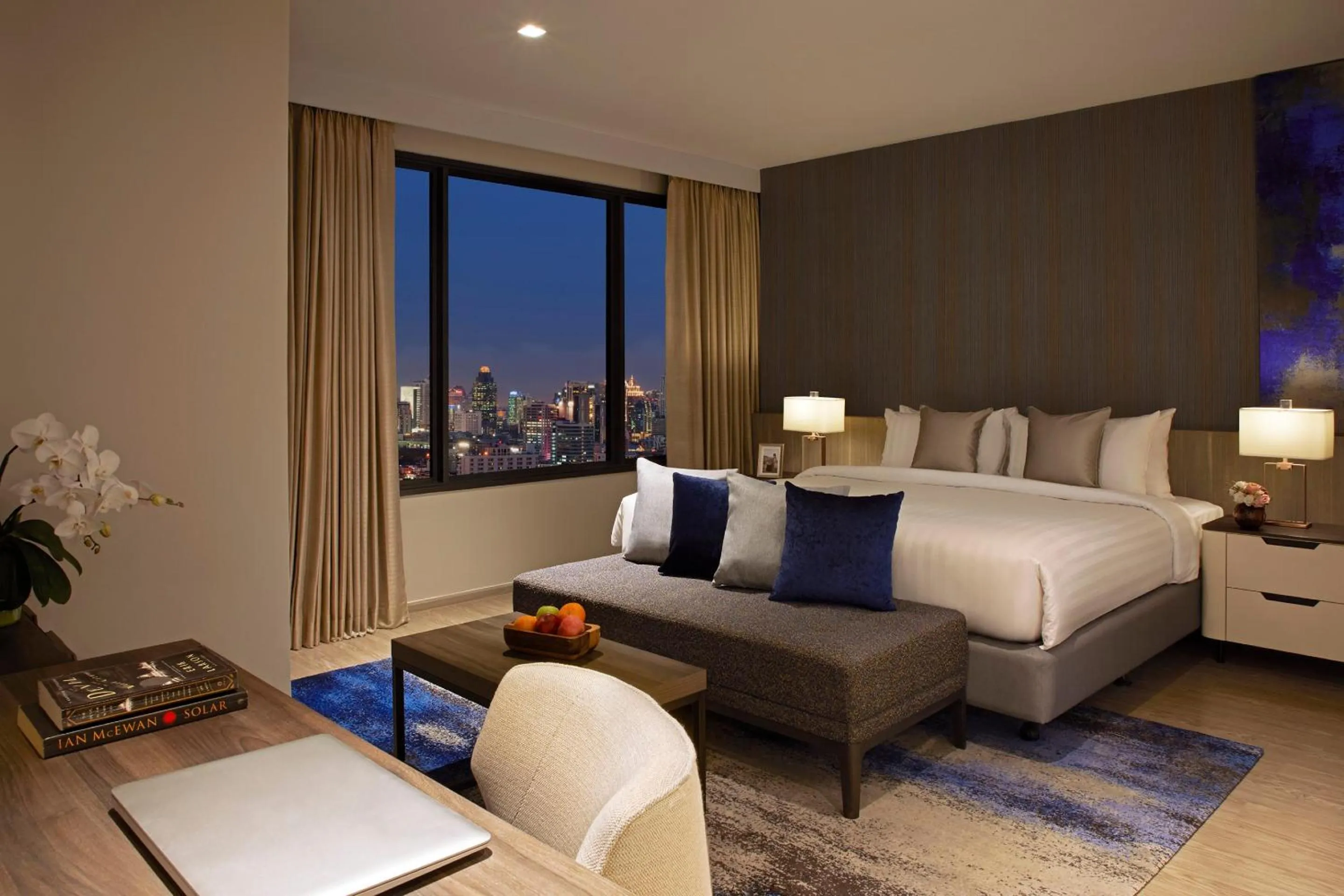 Living room, Bed in Somerset Rama 9 Bangkok