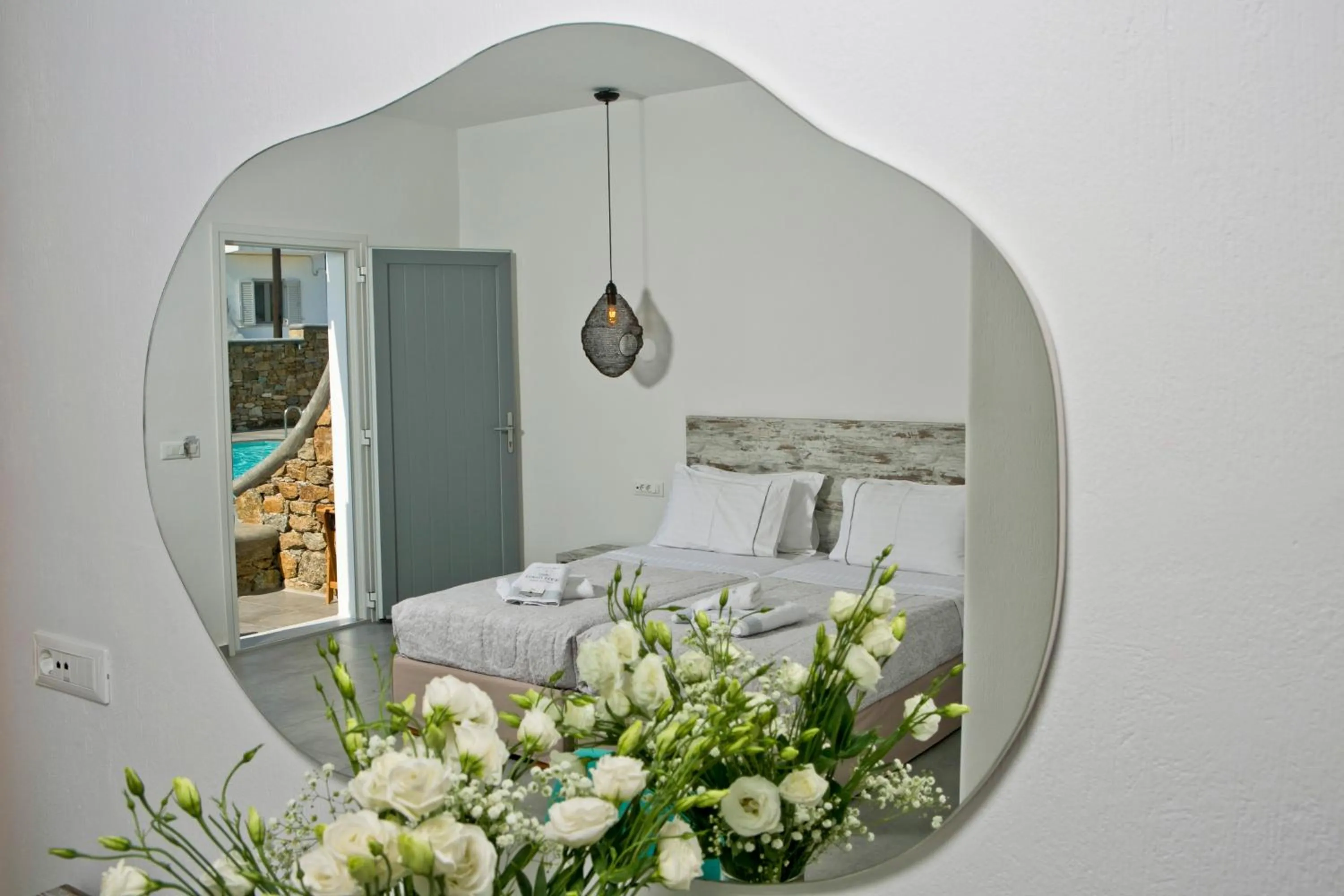 Decorative detail, Bed in Anna-Maria Mykonos Hotel