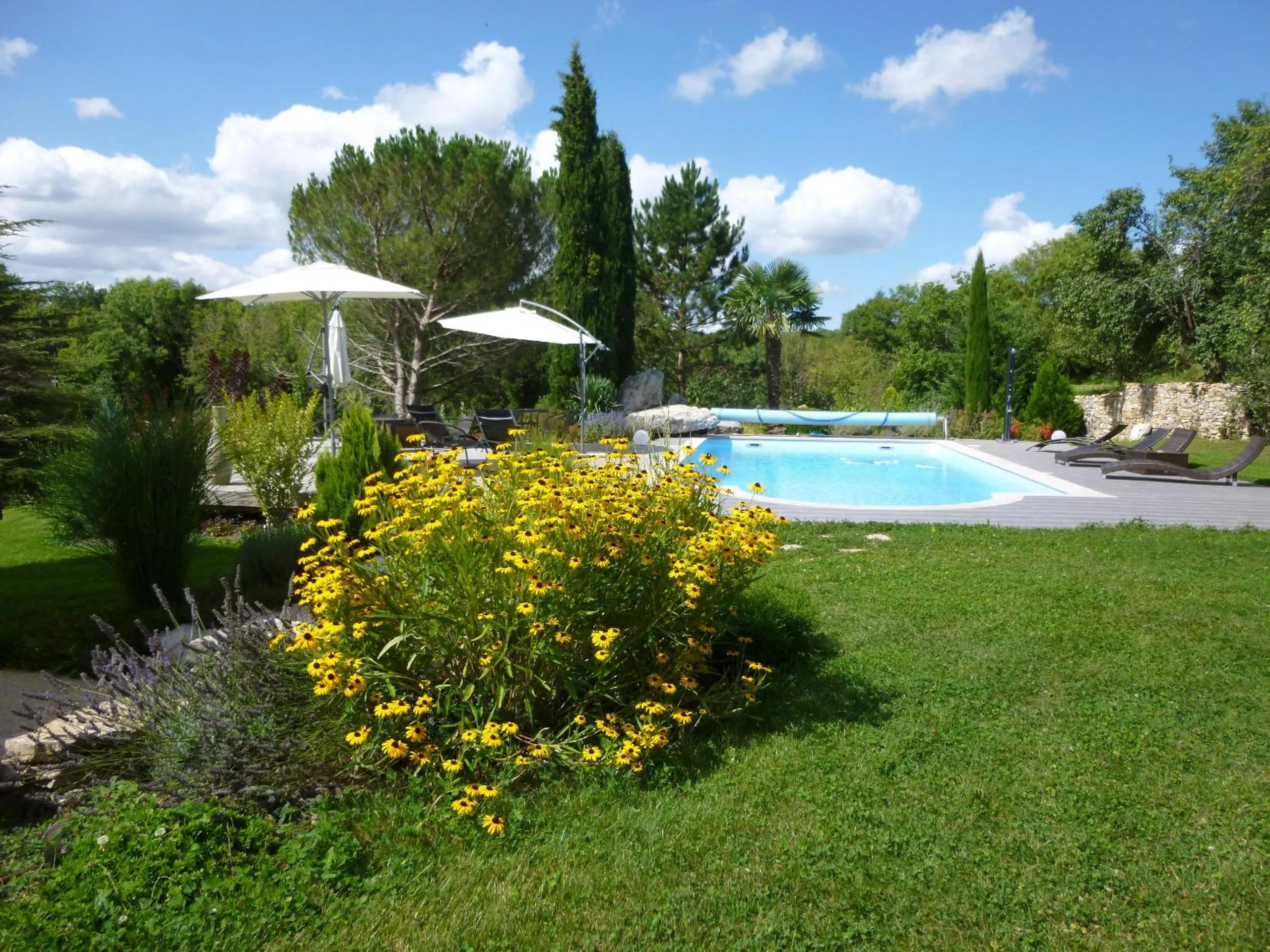 Pool view in Au Mas de Gamet