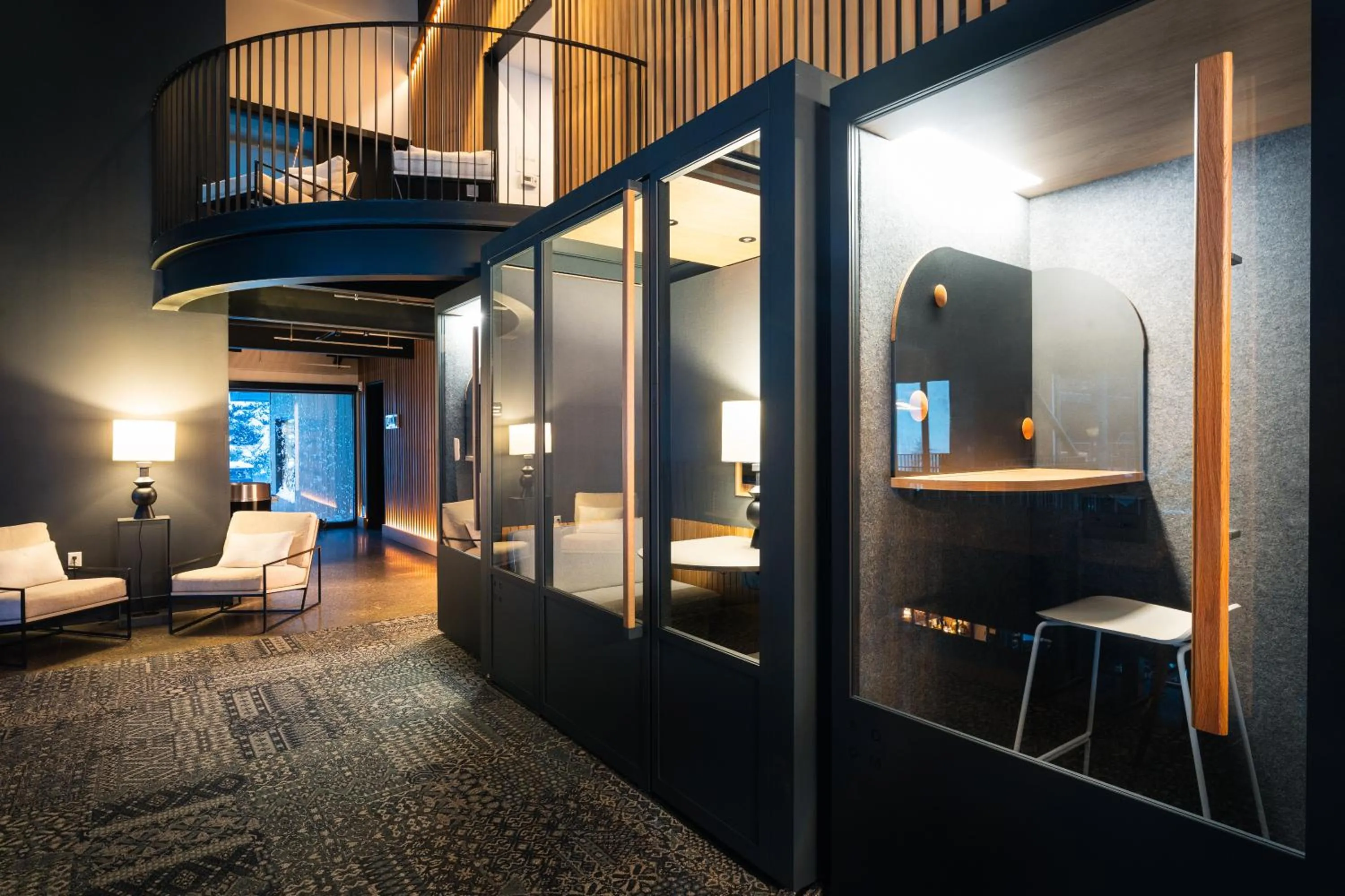 Seating area in Gravity Haus Jackson Hole