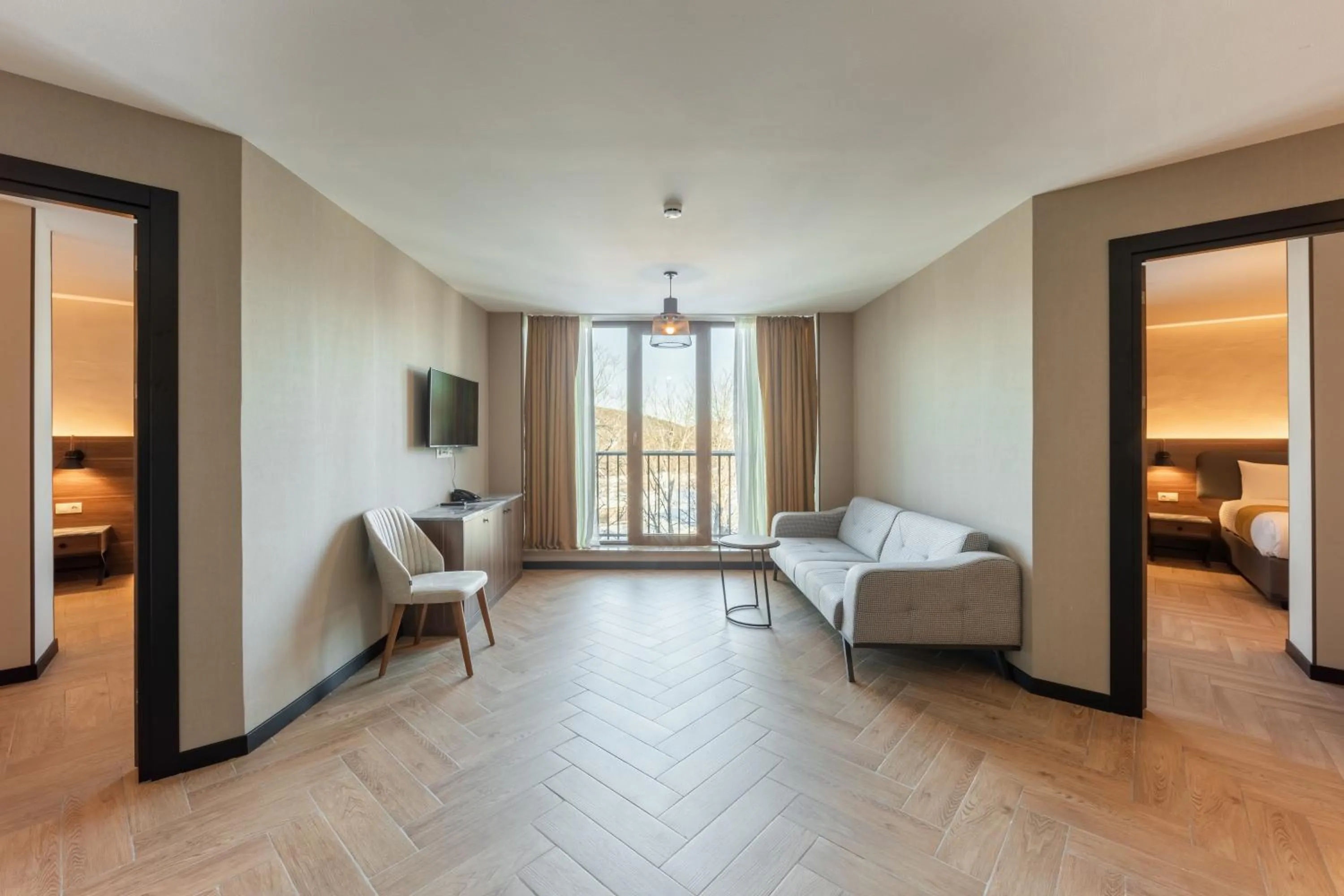 Living room, Bed in KOMOREBI BAKURIANI RESORT