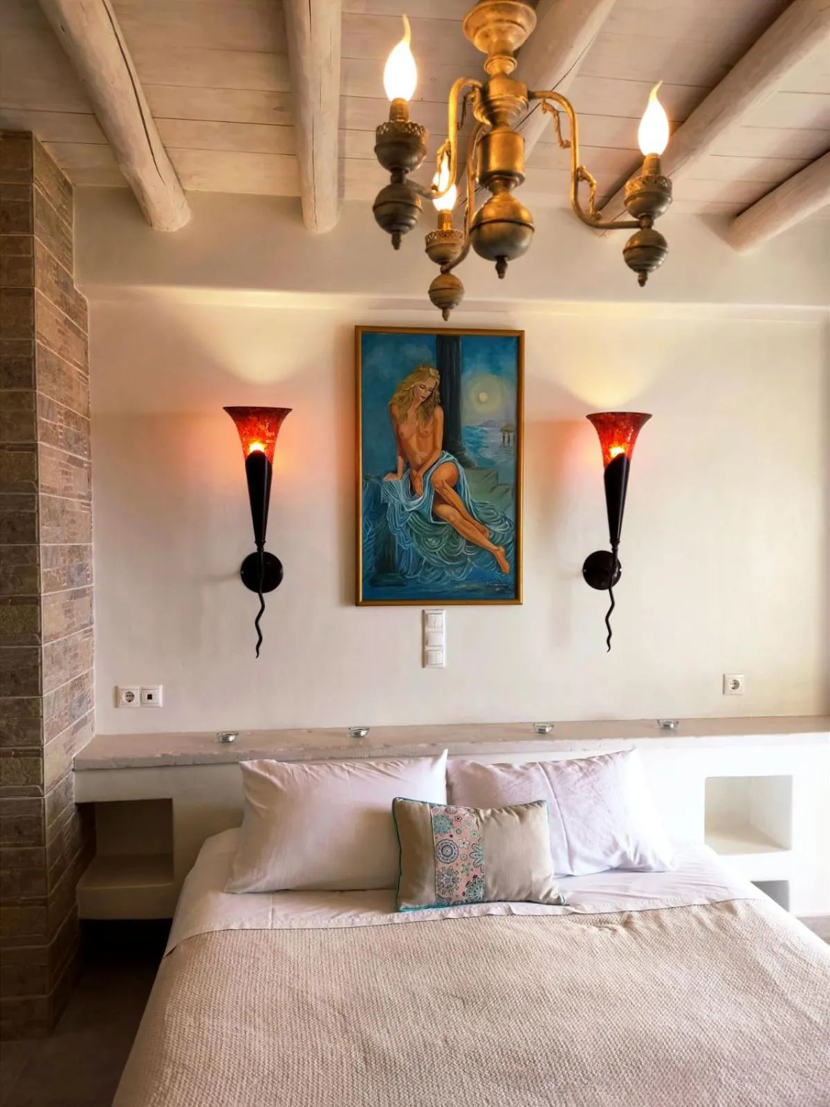 Bedroom, Bed in Aegean Castle Andros – Adults Only