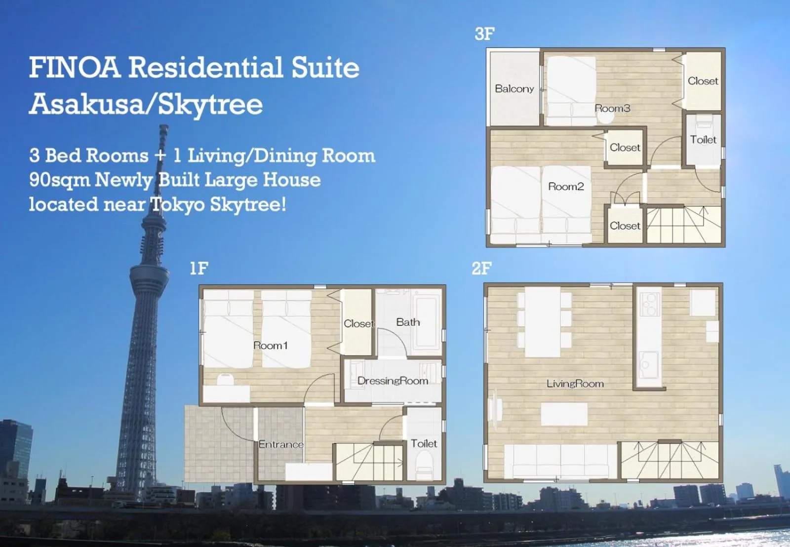 Floor plan in FINOA Residential Suite Asakusa/Oshiage Skytree