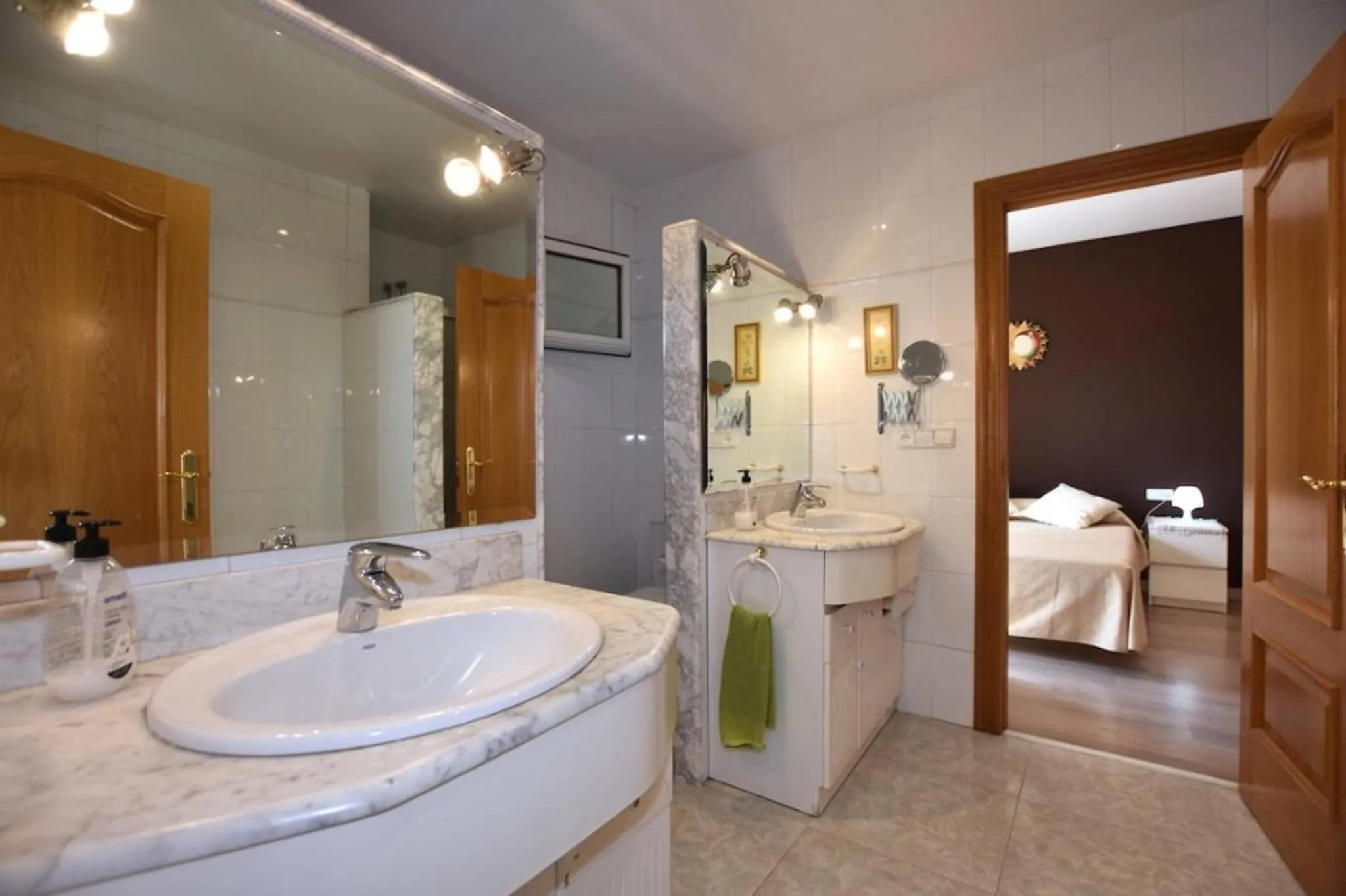 Bathroom, Bed in Torreta Of Gormaig, House with swimming pool