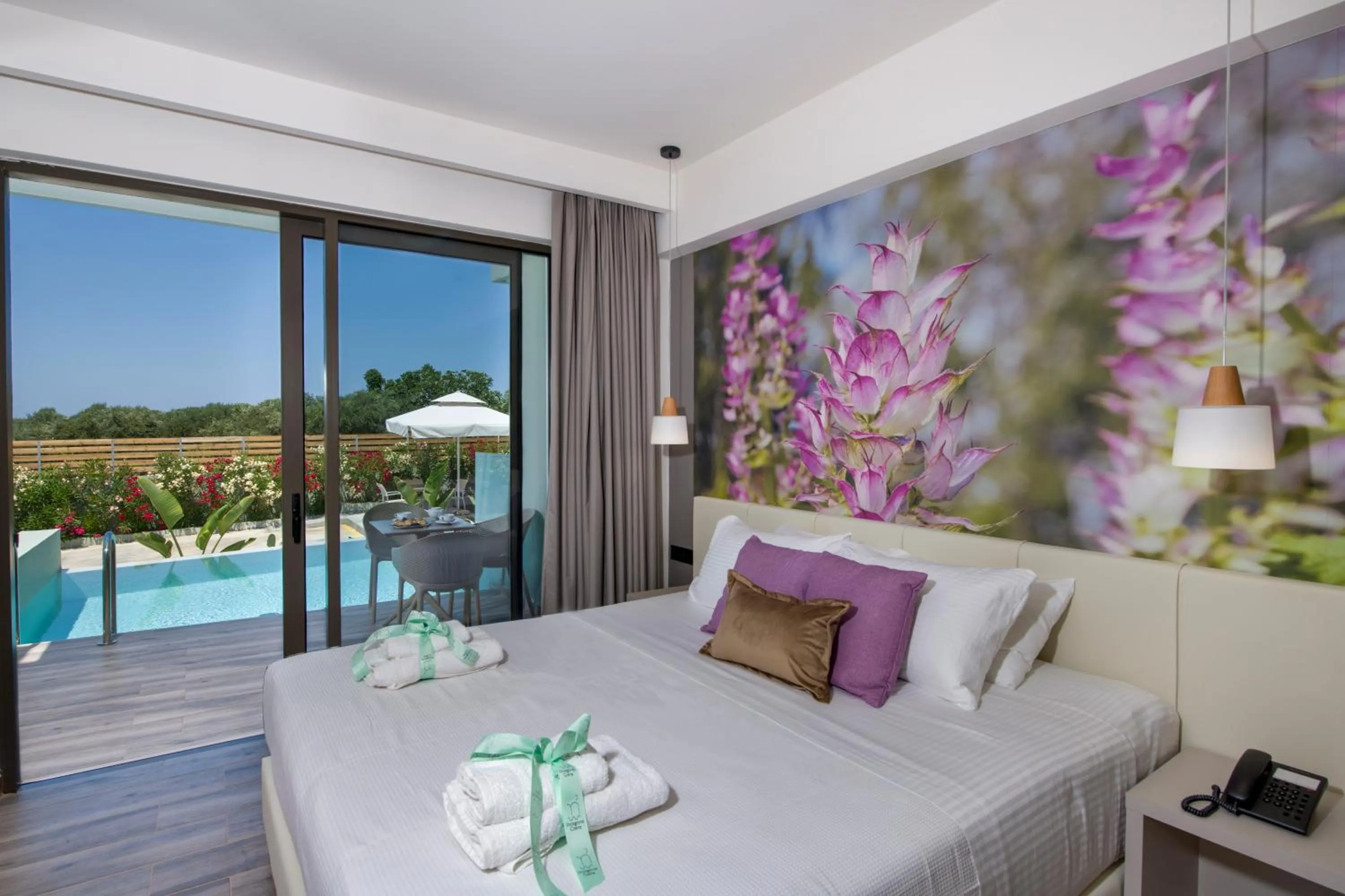 Pool view, Bed in Incognito Creta Luxury Suites and More