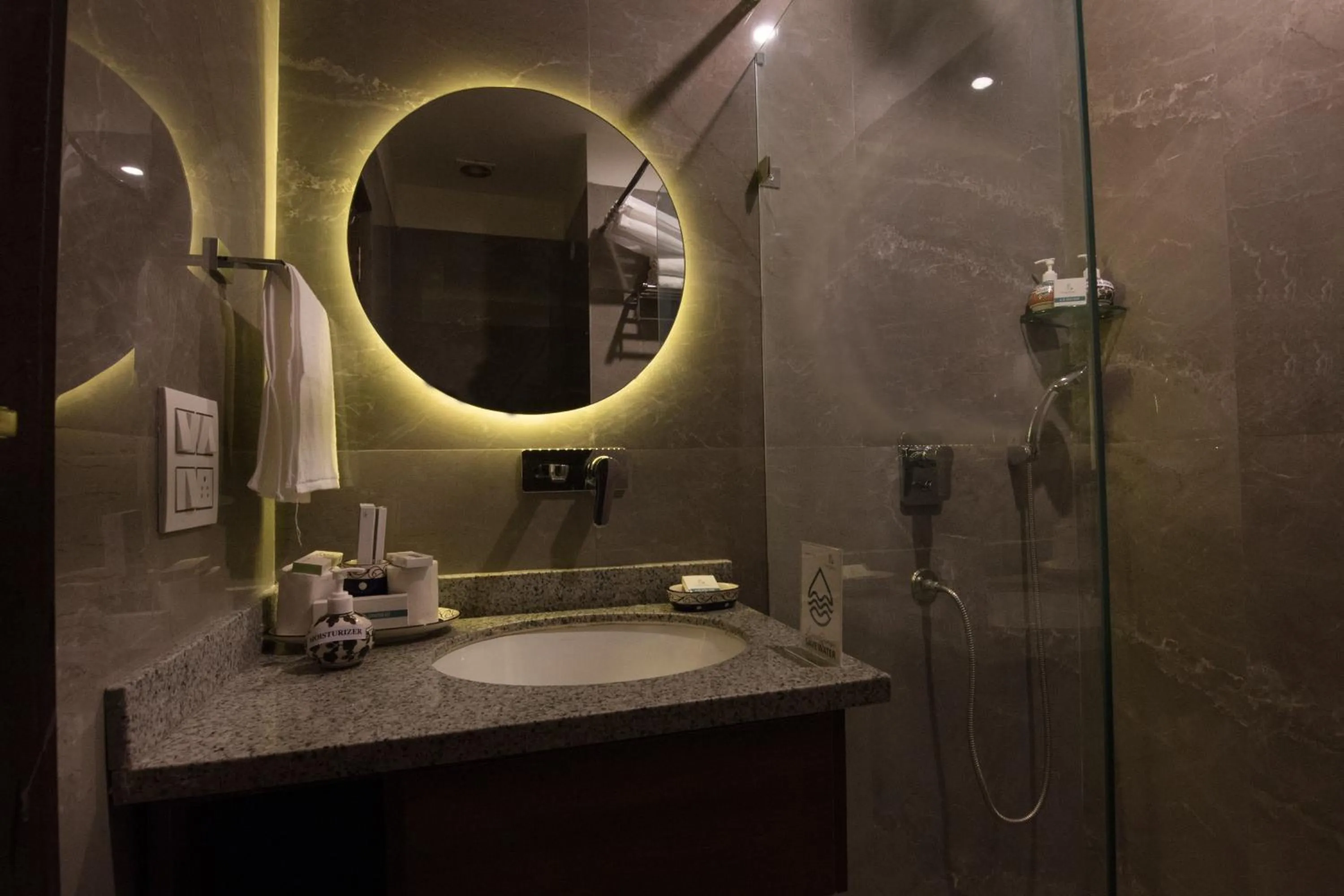 Bathroom in HOLYWATER Hotel by Ganga Kinare #150 mts from Ganga Ghat Rishikesh