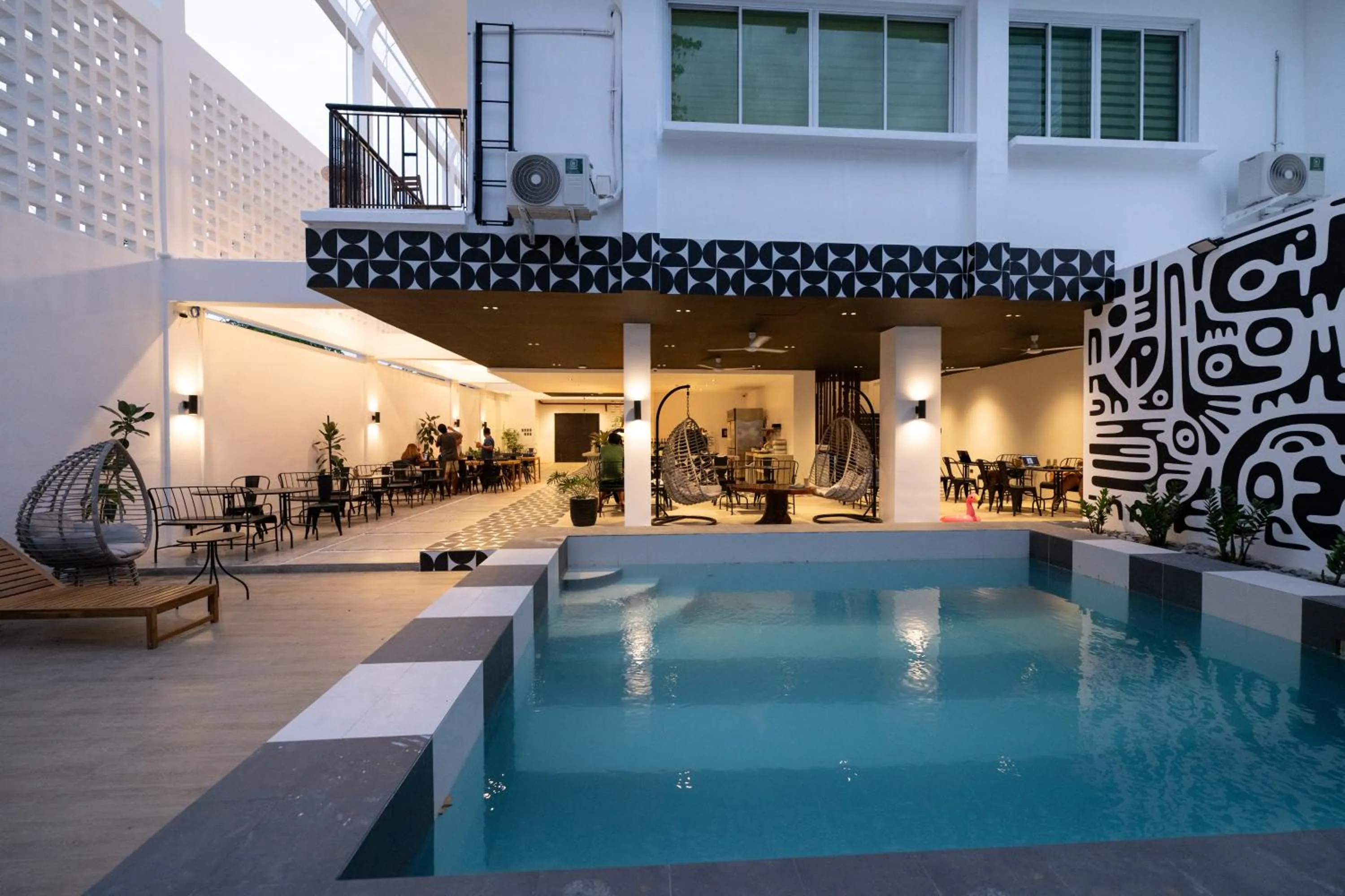 Pool view in 3BU Hostel La Union