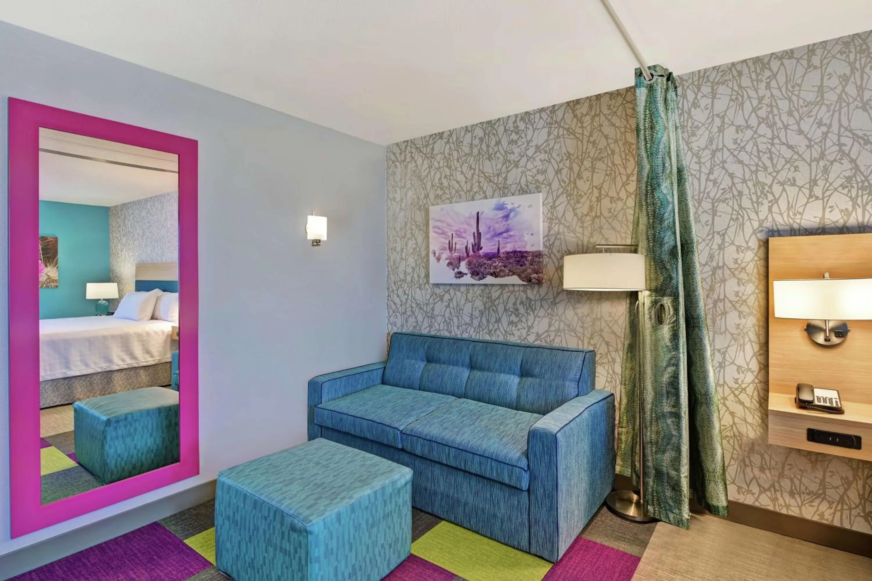 Living room, Bed in Home2 Suites By Hilton Buckeye Phoenix