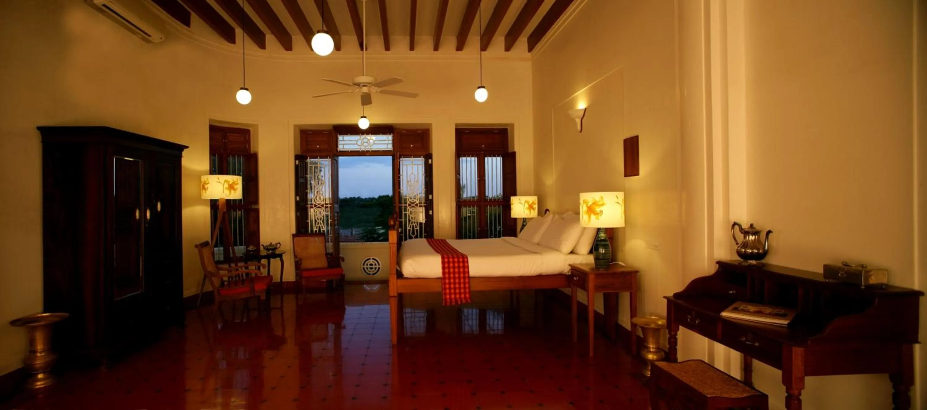 Bedroom, Bed in Visalam Chettinad Palace - A CGH Earth Experience