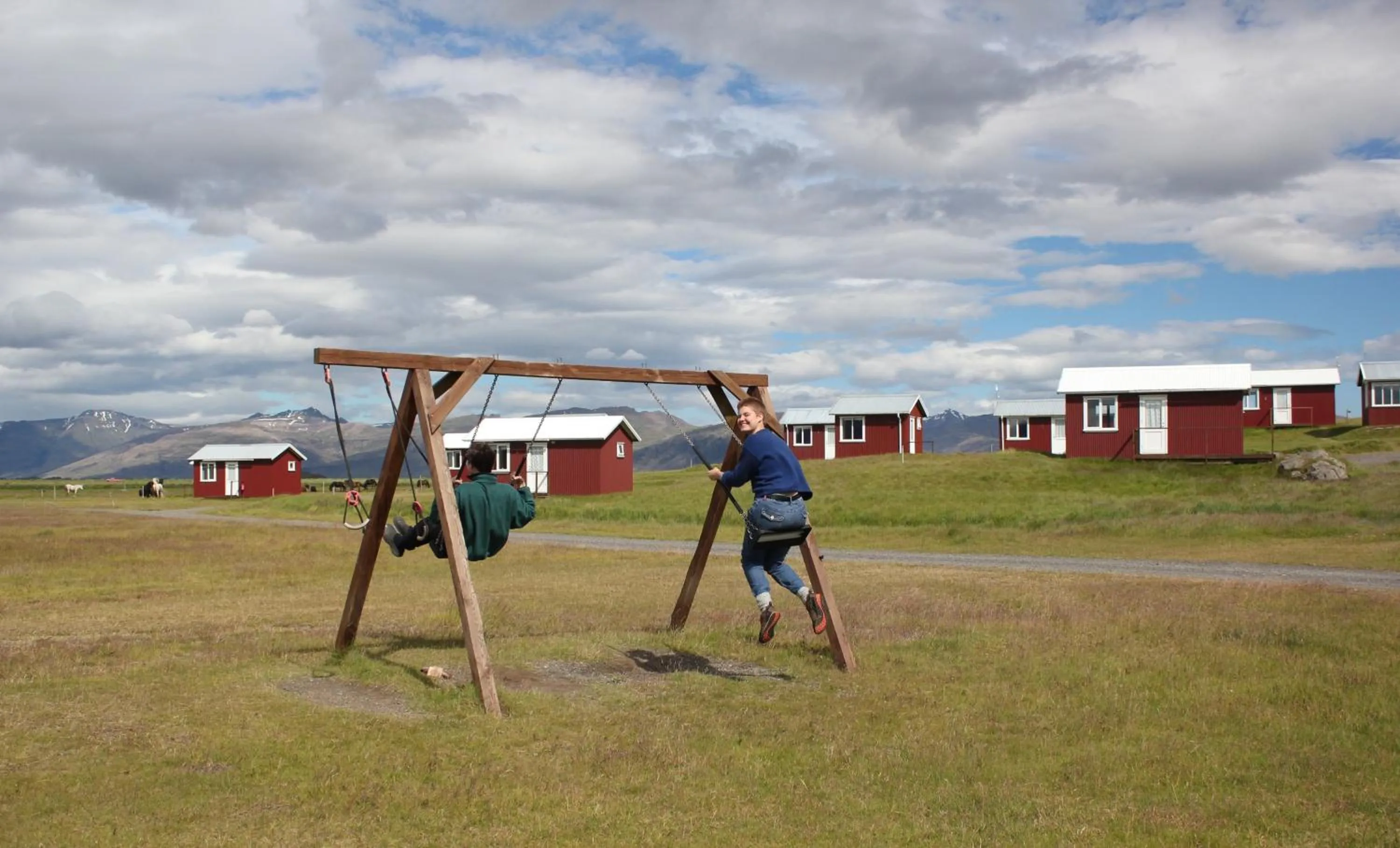 People in Lambhus Glacier View Cabins