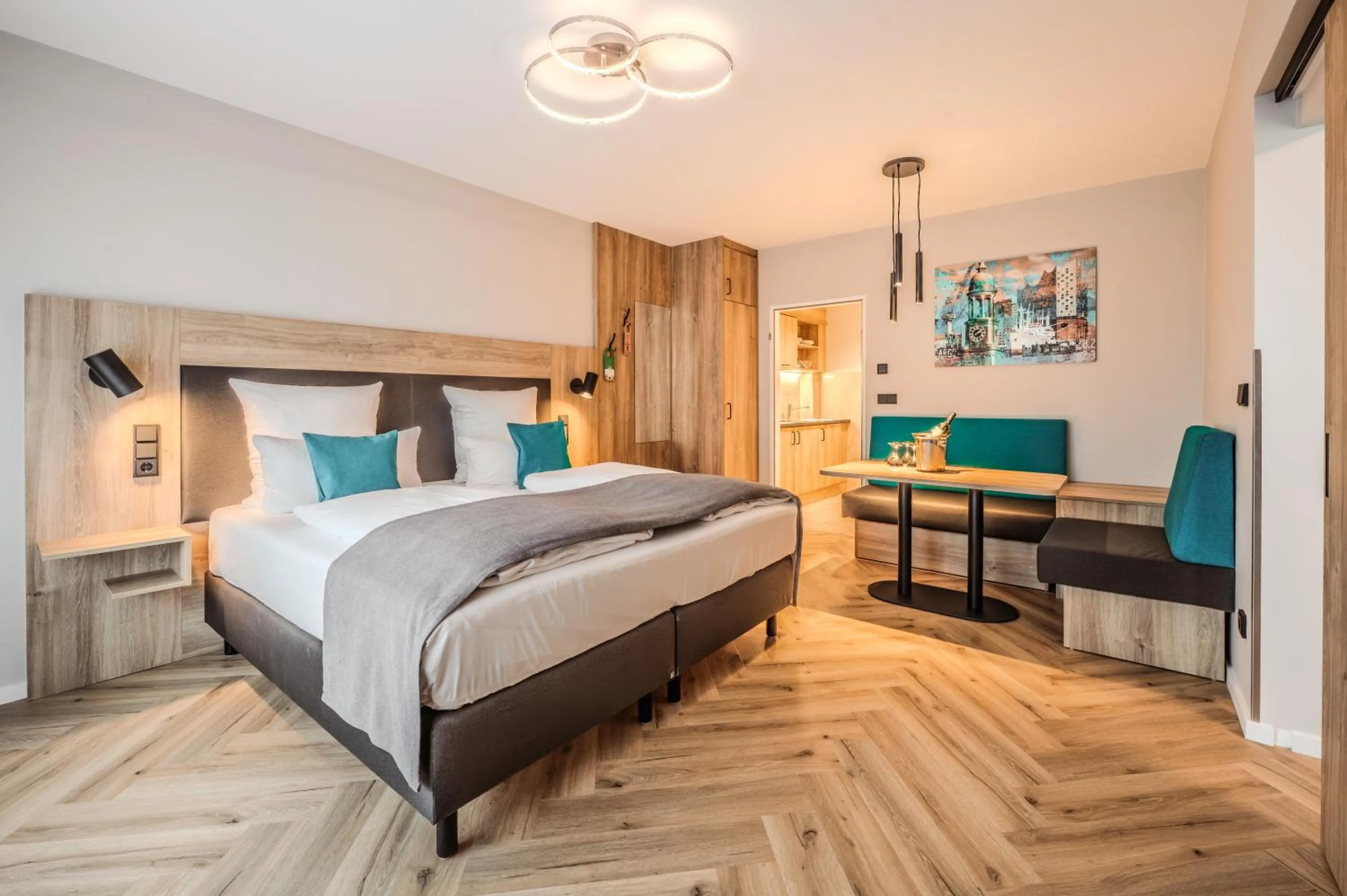 Bed in Apartment-Hotel Hamburg Mitte