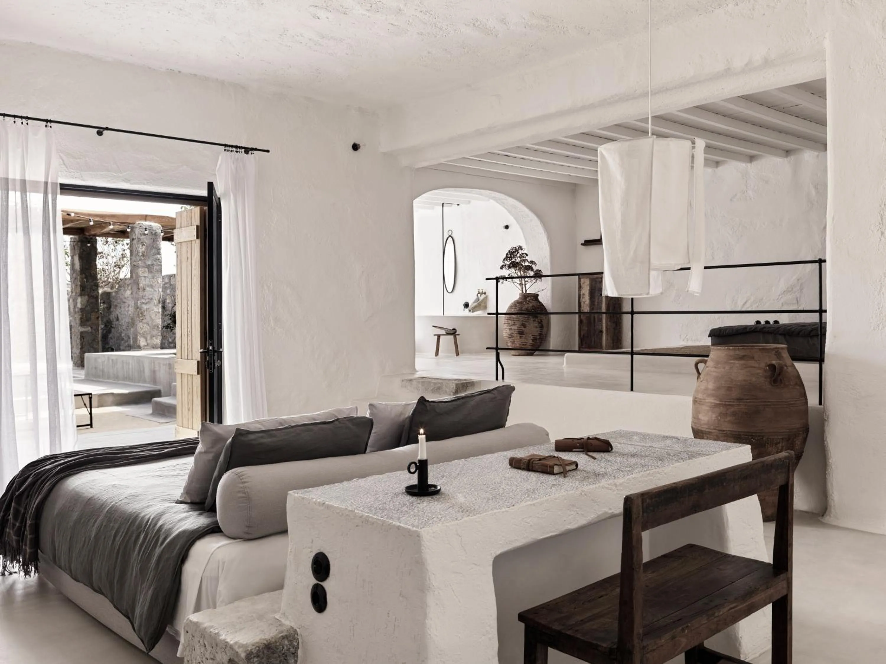 Living room, Bed in Nomad Mykonos - Small Luxury Hotels of the World
