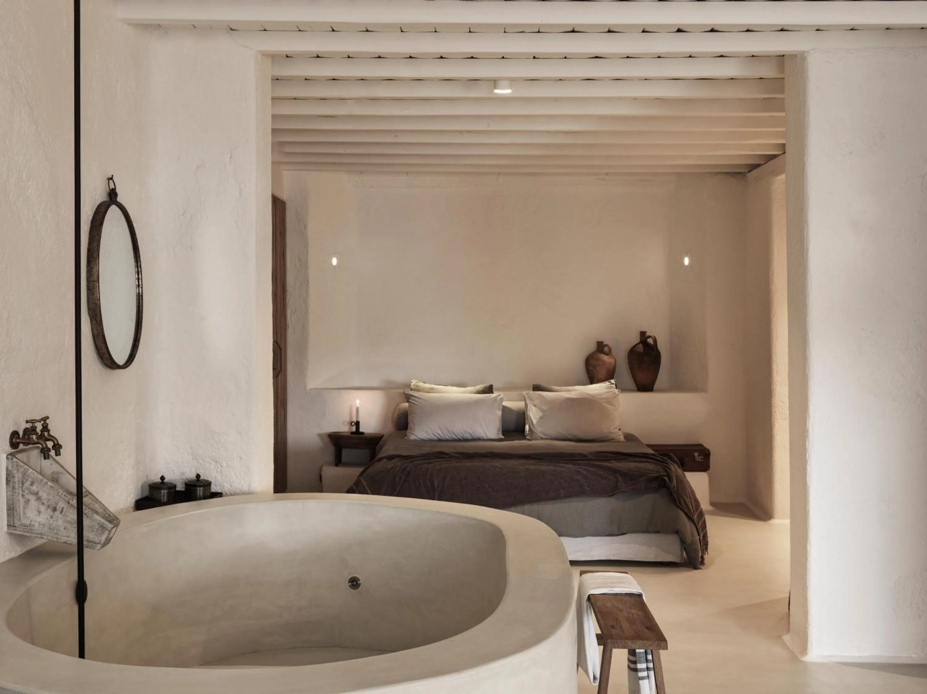 Bedroom, Bed in Nomad Mykonos - Small Luxury Hotels of the World