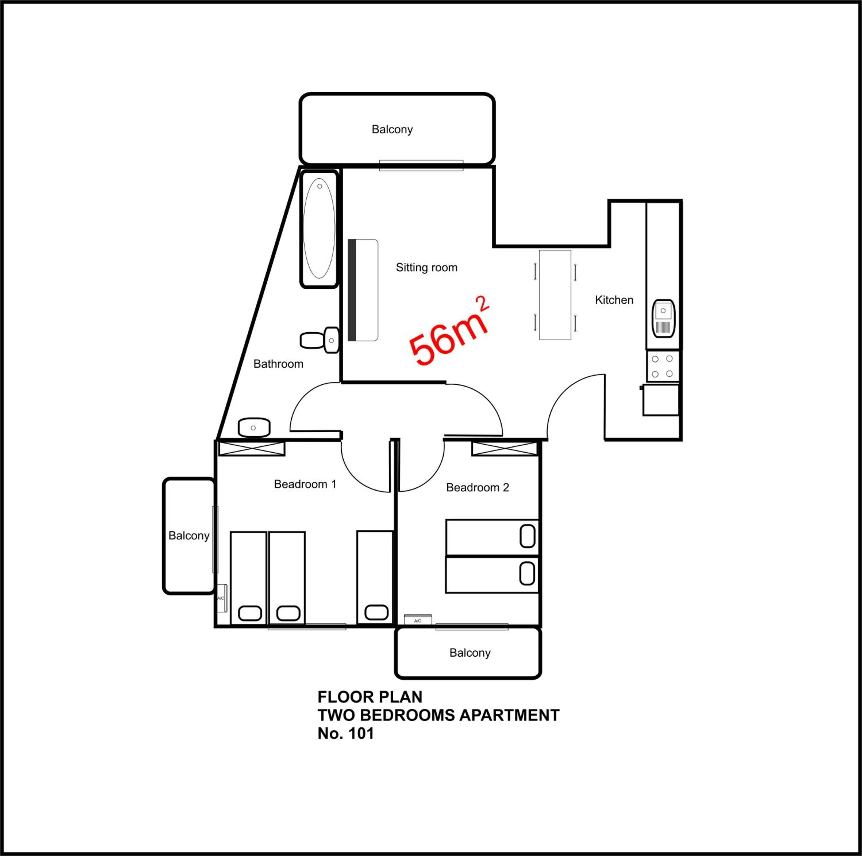 Floor plan in Elenapa Holiday Apartments