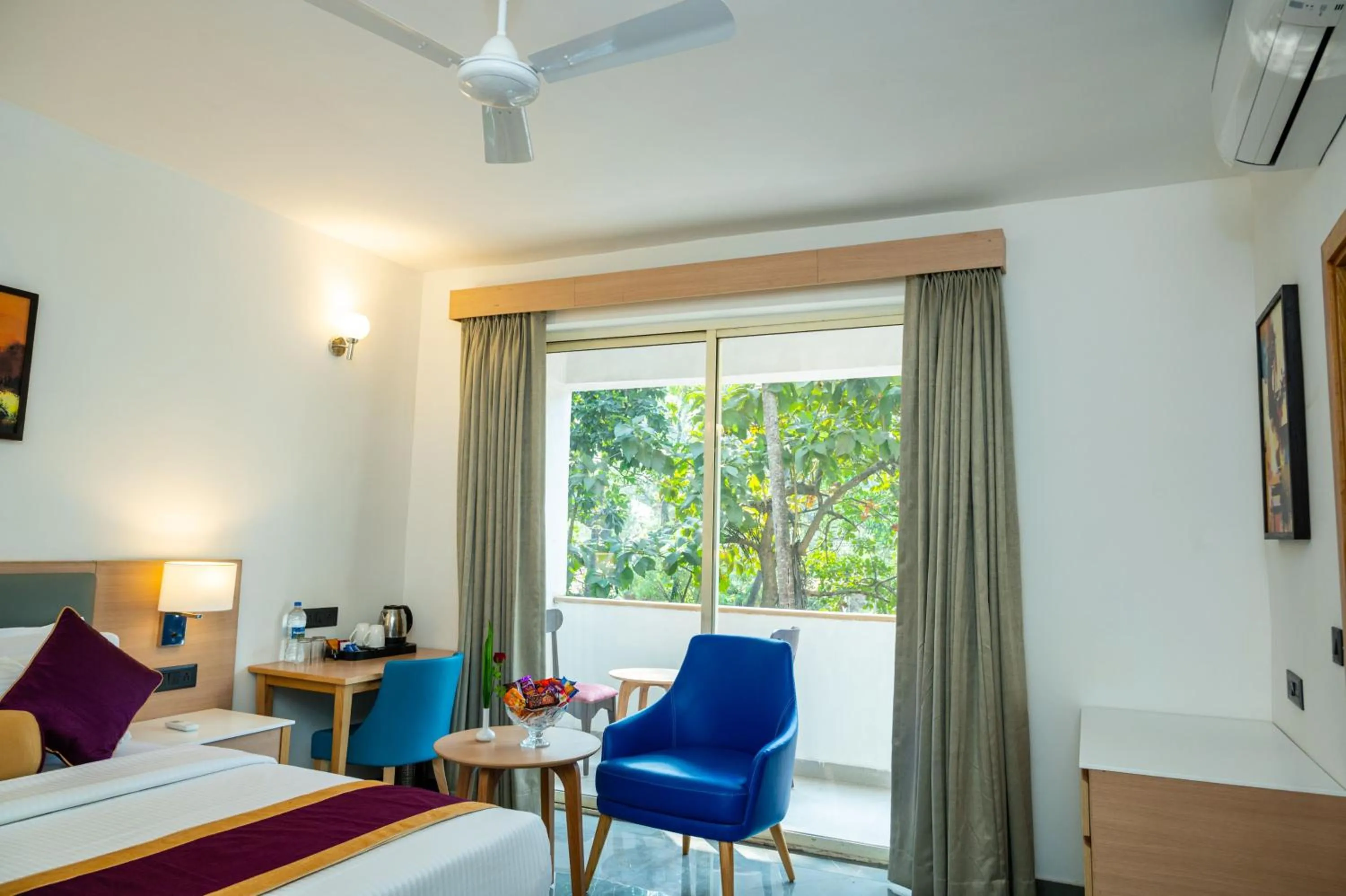 Balcony/Terrace, Bed in Hotel Meraden Opus , Anjuna Beach Goa