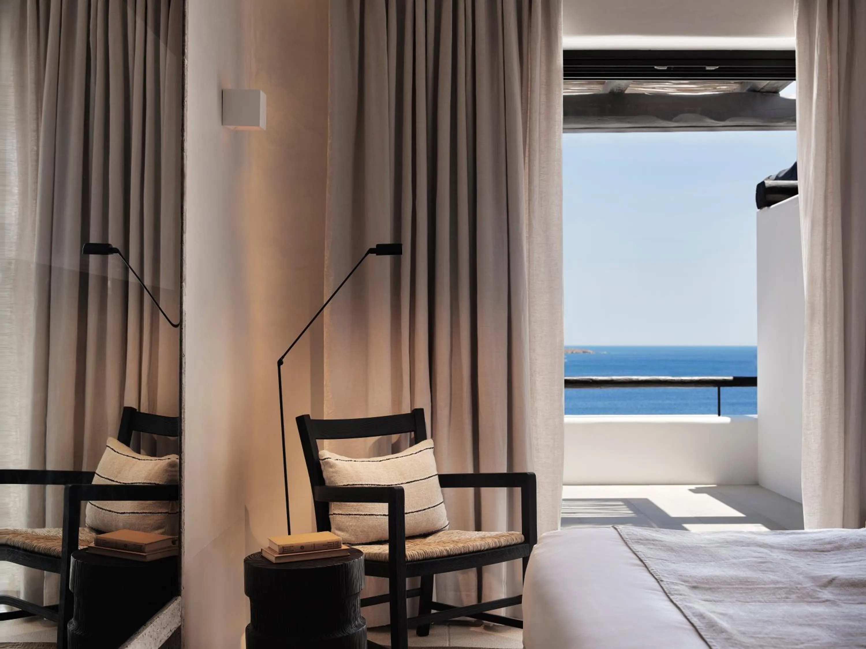 Seating area, Bed in Kalesma Mykonos