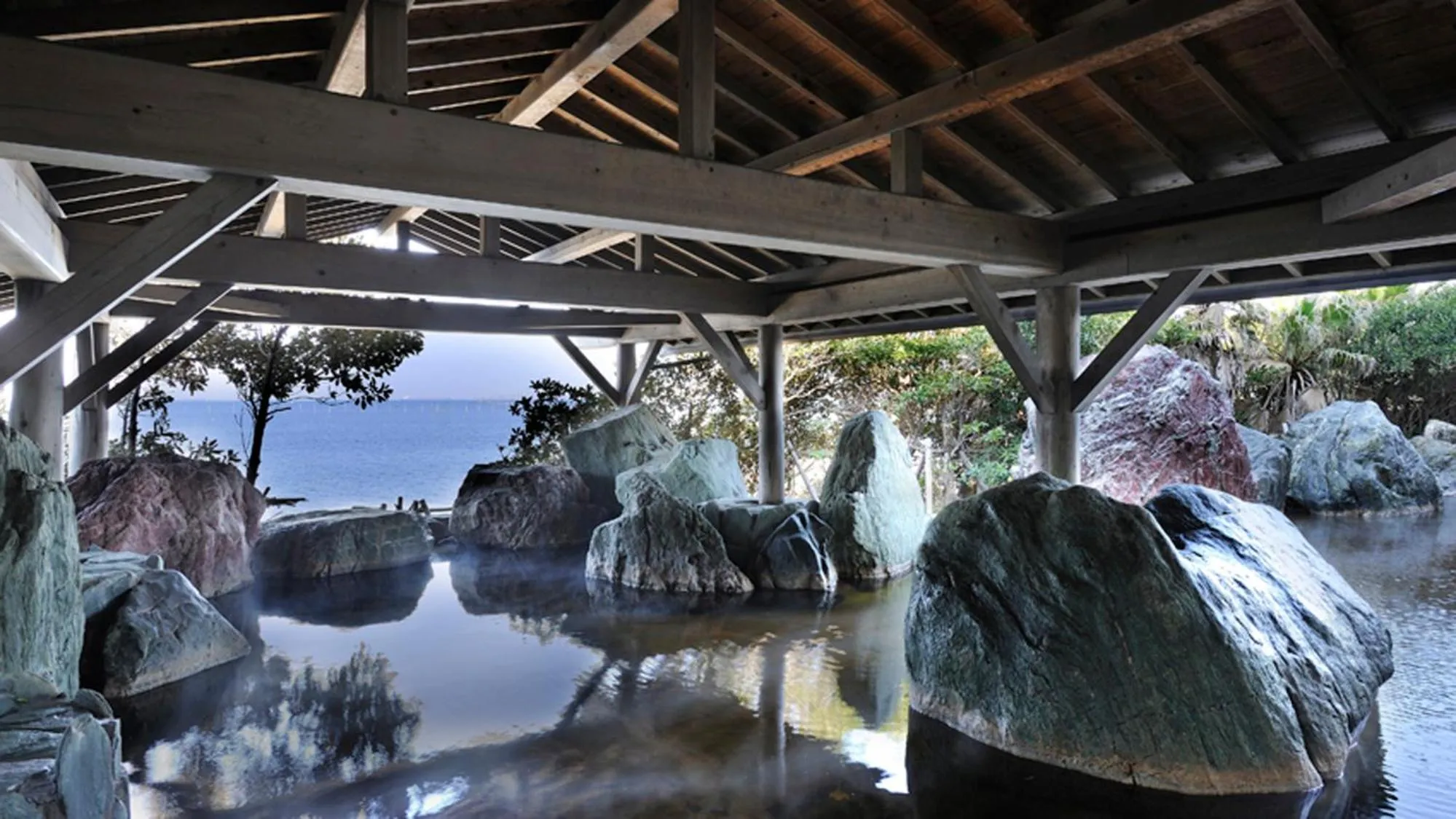Hot Spring Bath in Ryugujo Spa Hotel Mikazuki Fujimitei