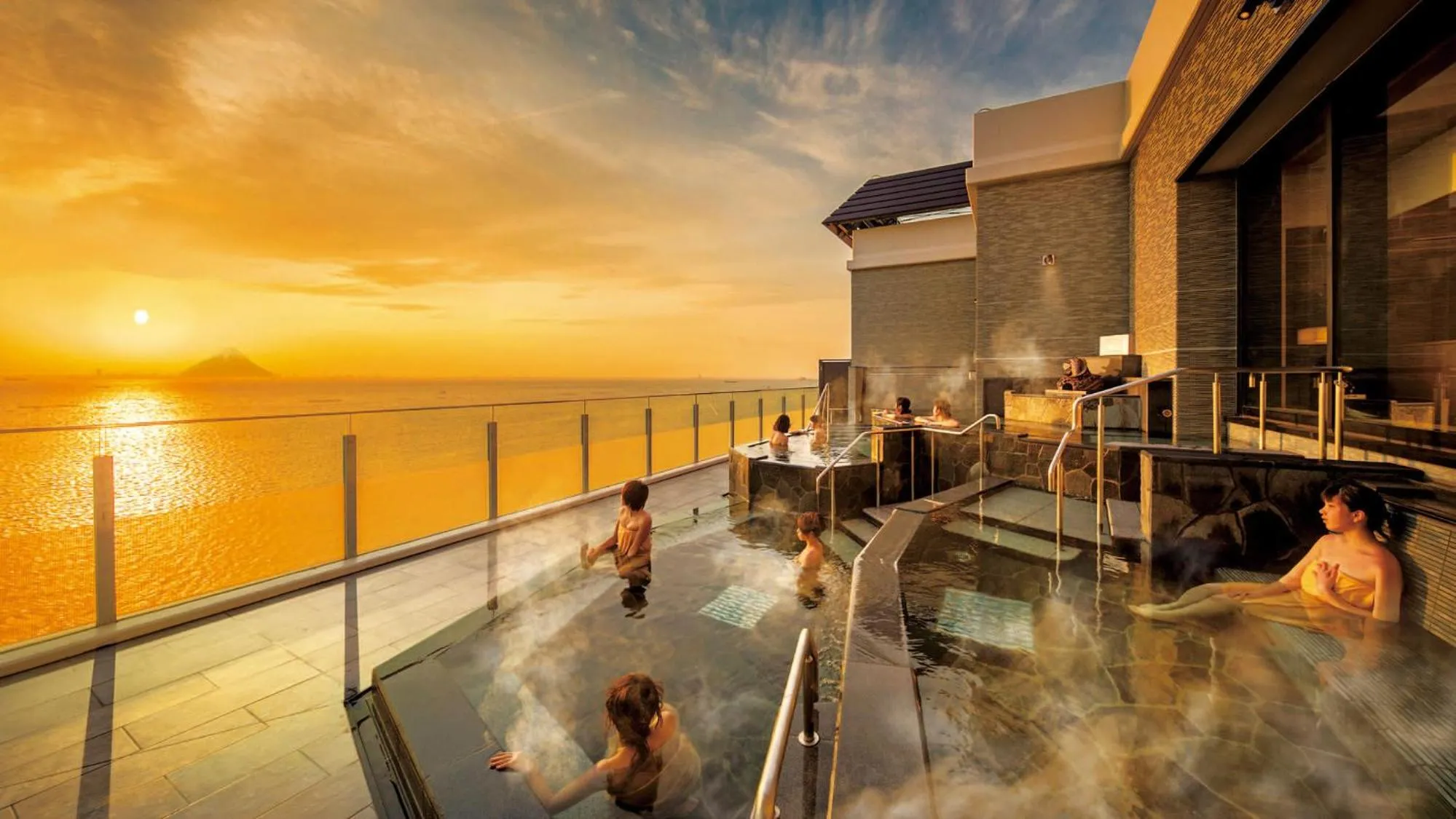 Hot Spring Bath in Ryugujo Spa Hotel Mikazuki Fujimitei