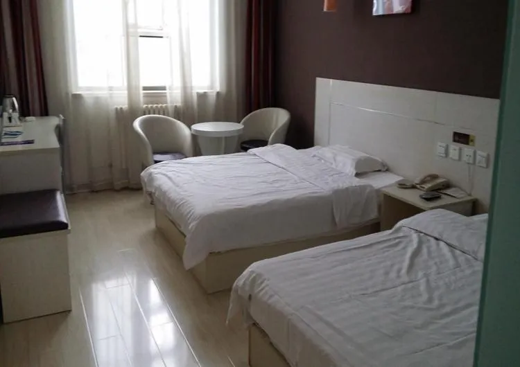 Bed in Thank Inn Chain Hotel Shandong Qingdao huangdao chongming island road