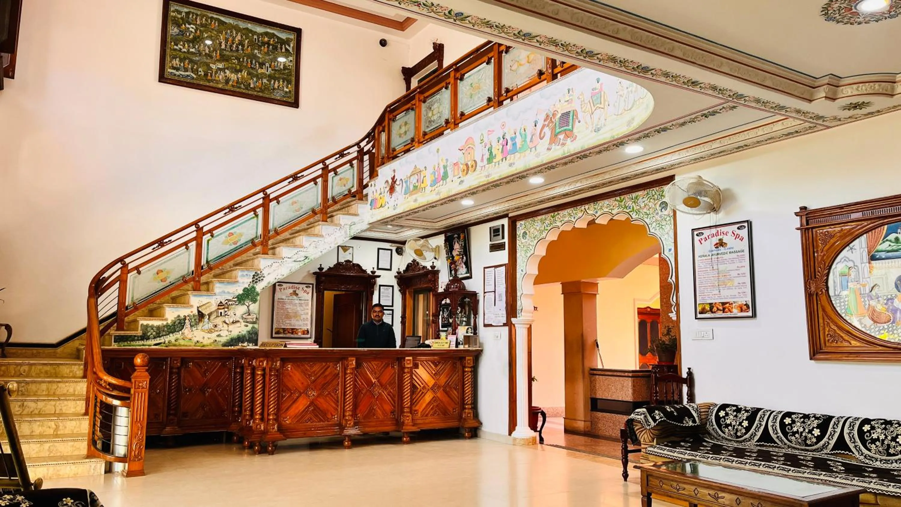 Lobby or reception in Hotel Master Paradise, Pushkar, Rajasthan , INDIA