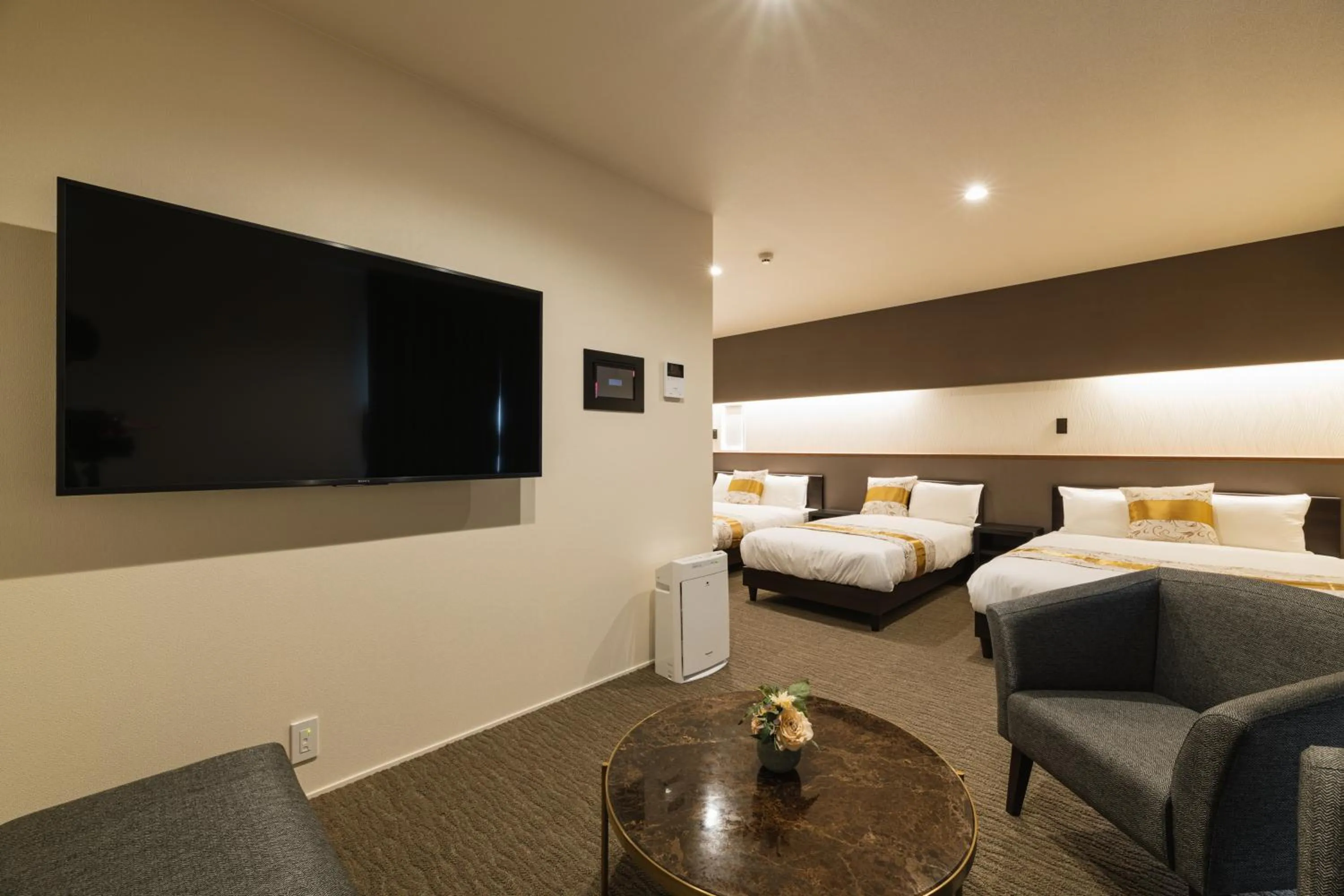 Photo of the whole room, Bed in GRAND BASE Nagasaki City