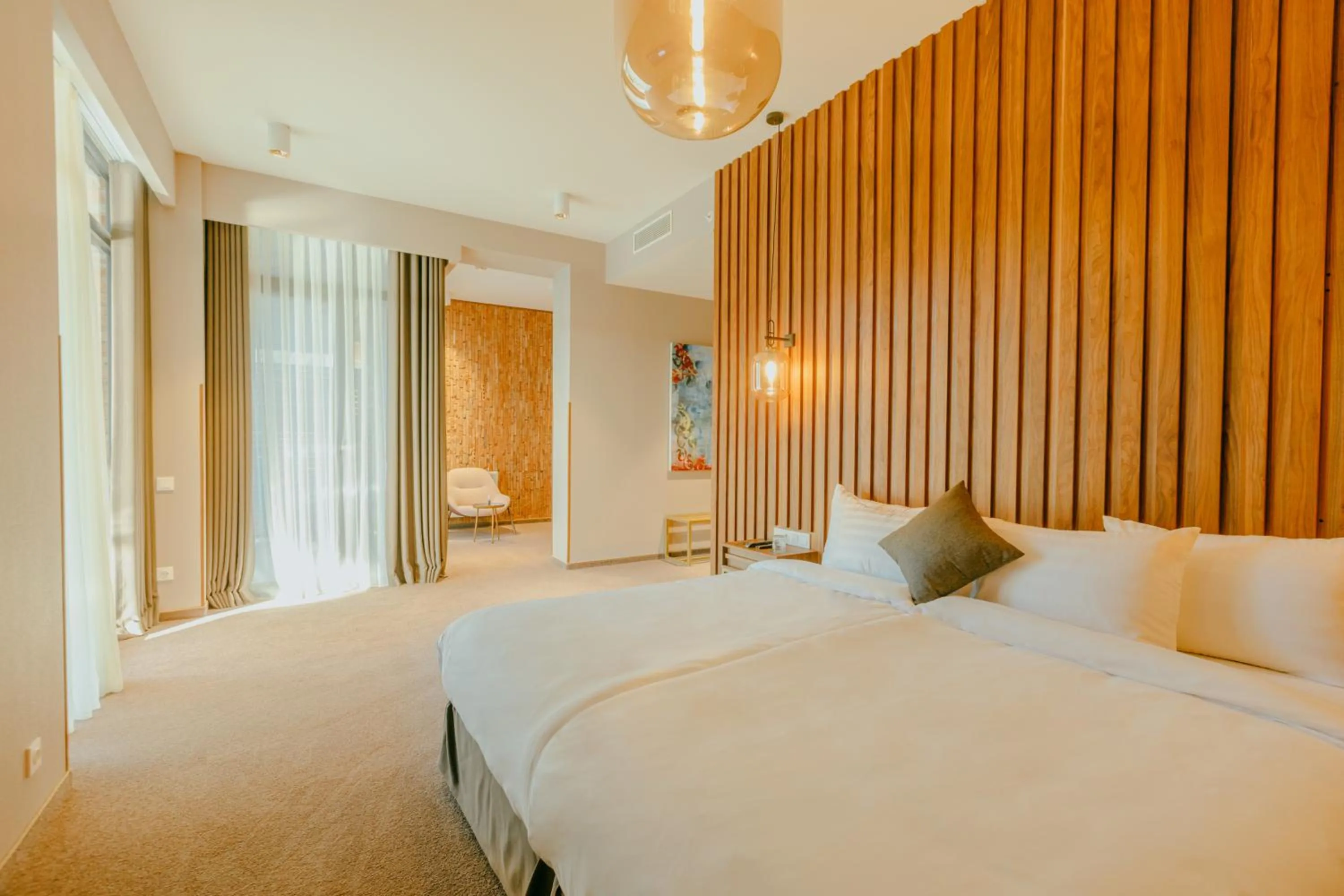 Seating area, Bed in Mtserlebi Resort