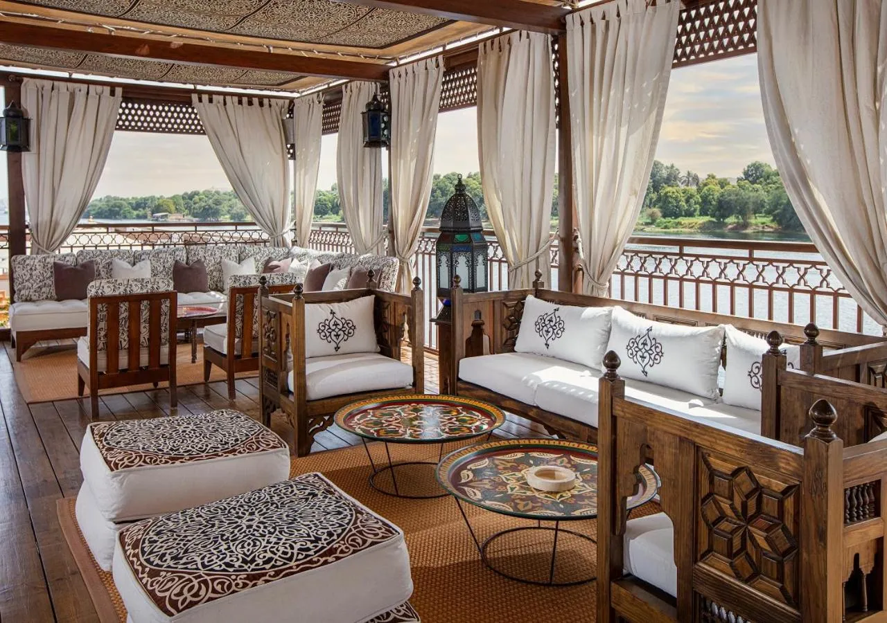Seating area in Dahabeya Yakouta Nile Cruise-Every Monday from Luxor- Aswan for 05 nights