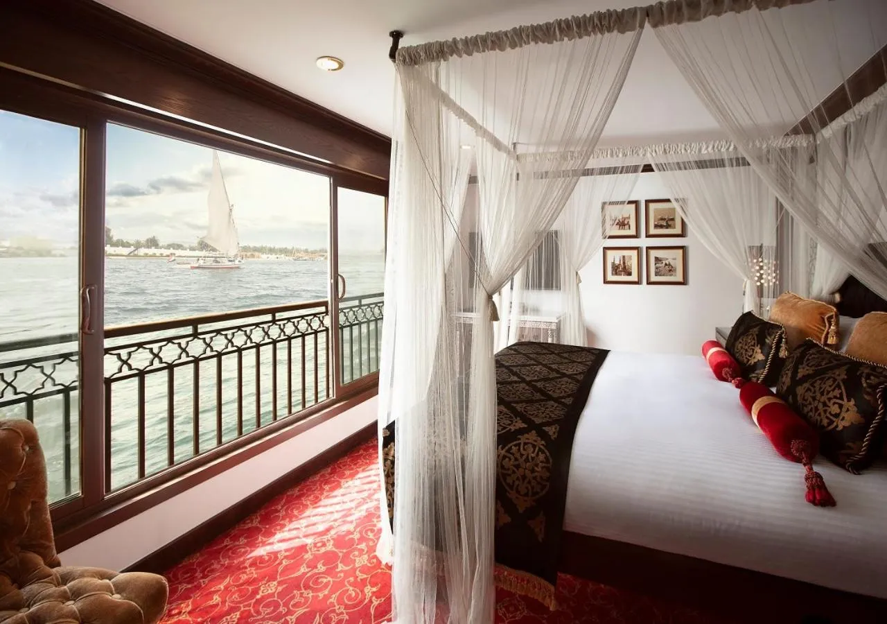 River view, Bed in Dahabeya Yakouta Nile Cruise-Every Monday from Luxor- Aswan for 05 nights
