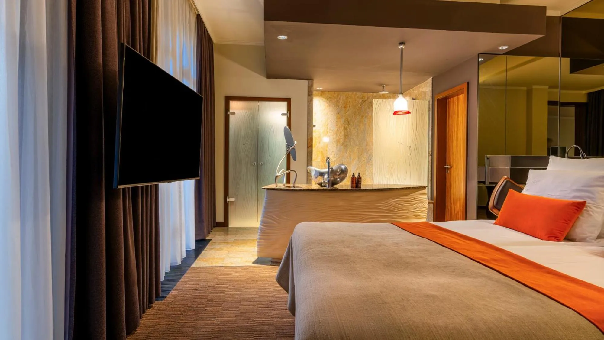 Bathroom, Bed in east Hotel Hamburg