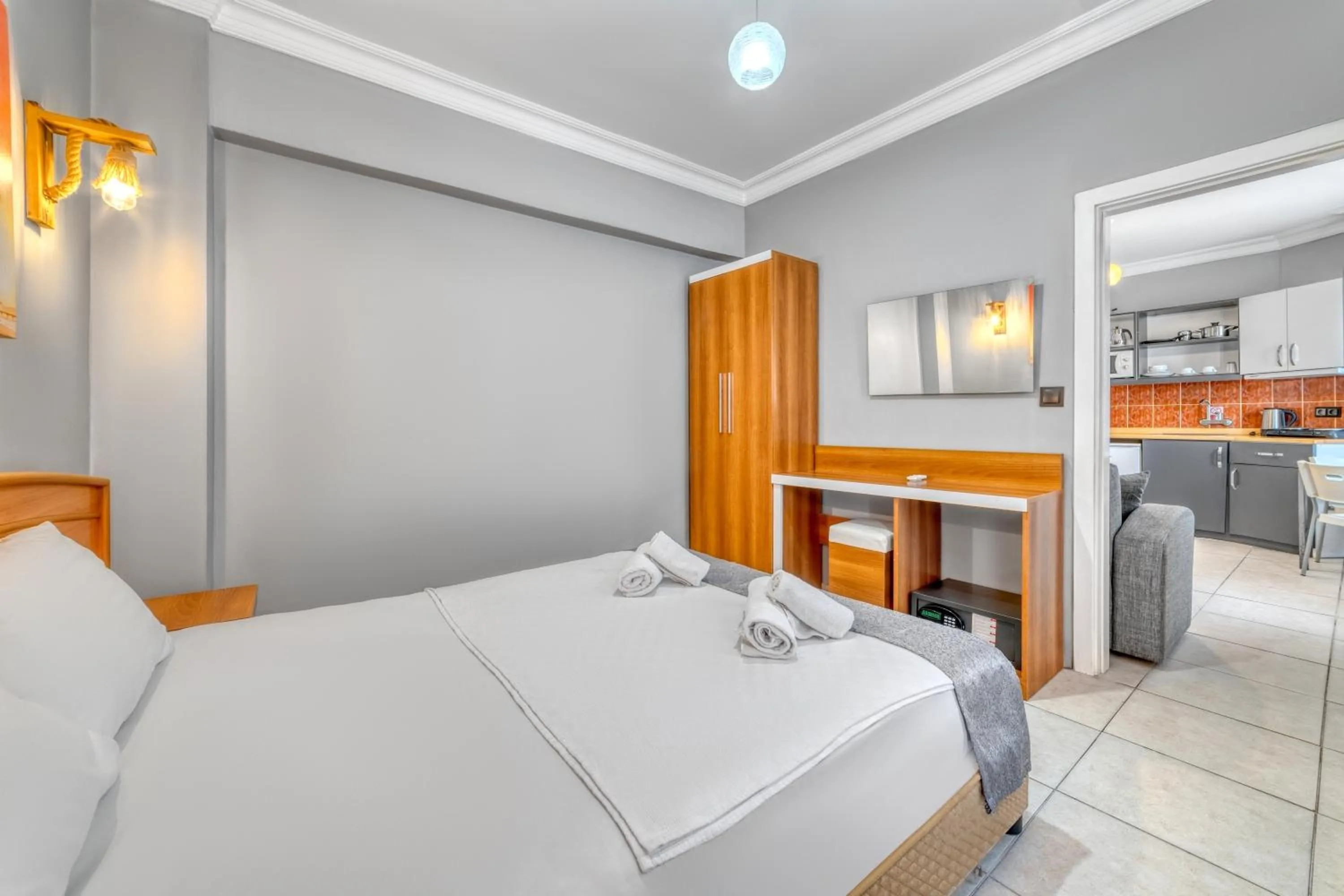 Bedroom in Kleopatra ICARIA Apart Hotel