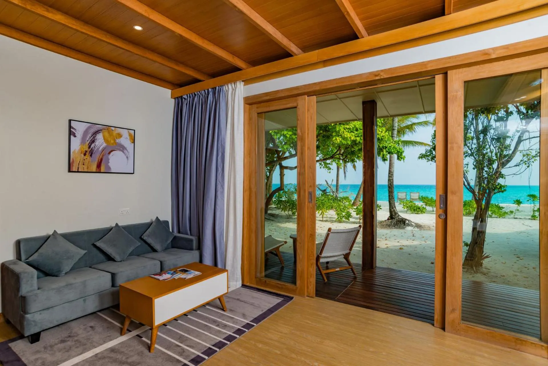 Living room in Fiyavalhu Resort Maldives