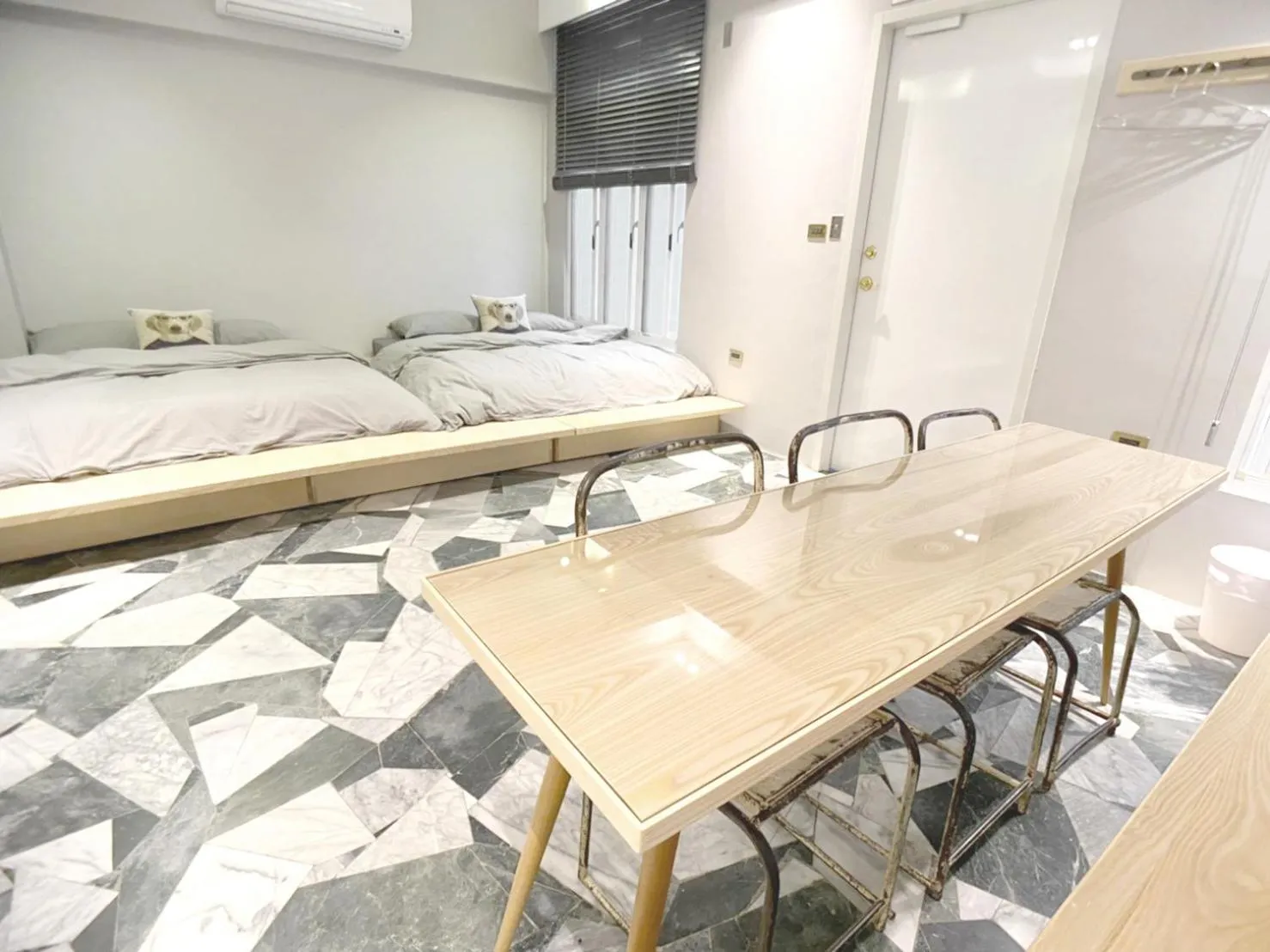 Dining area, Bed in Spring Guest House