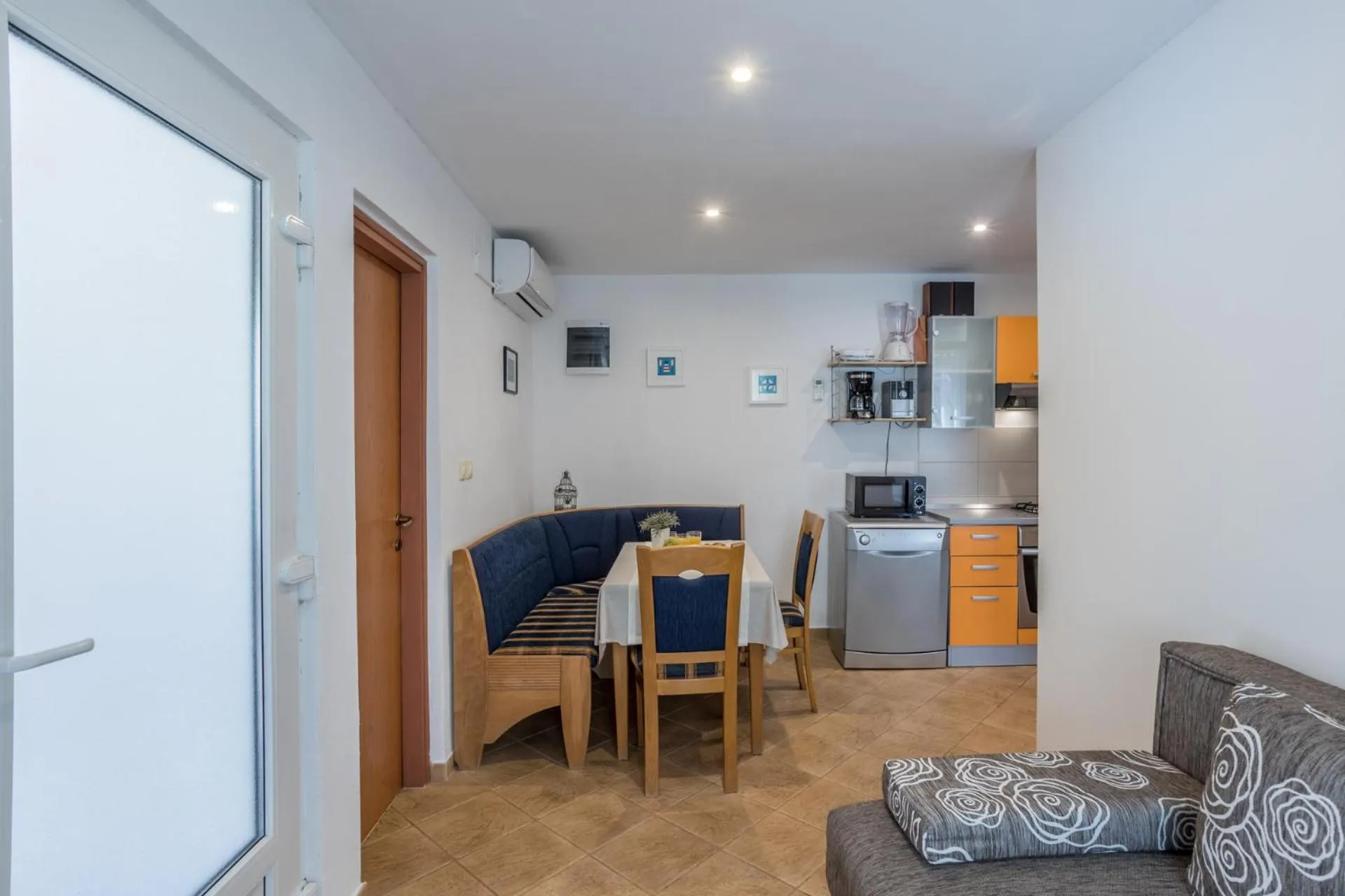 Seating area, Dining Area in House with big walled oliva garden
