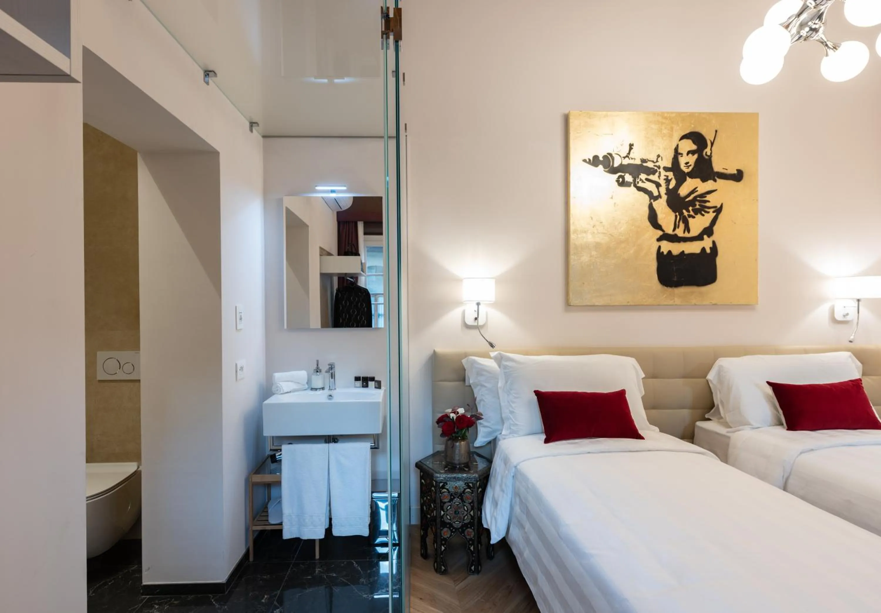 Bathroom, Bed in Kairos by Florence Art Apartments