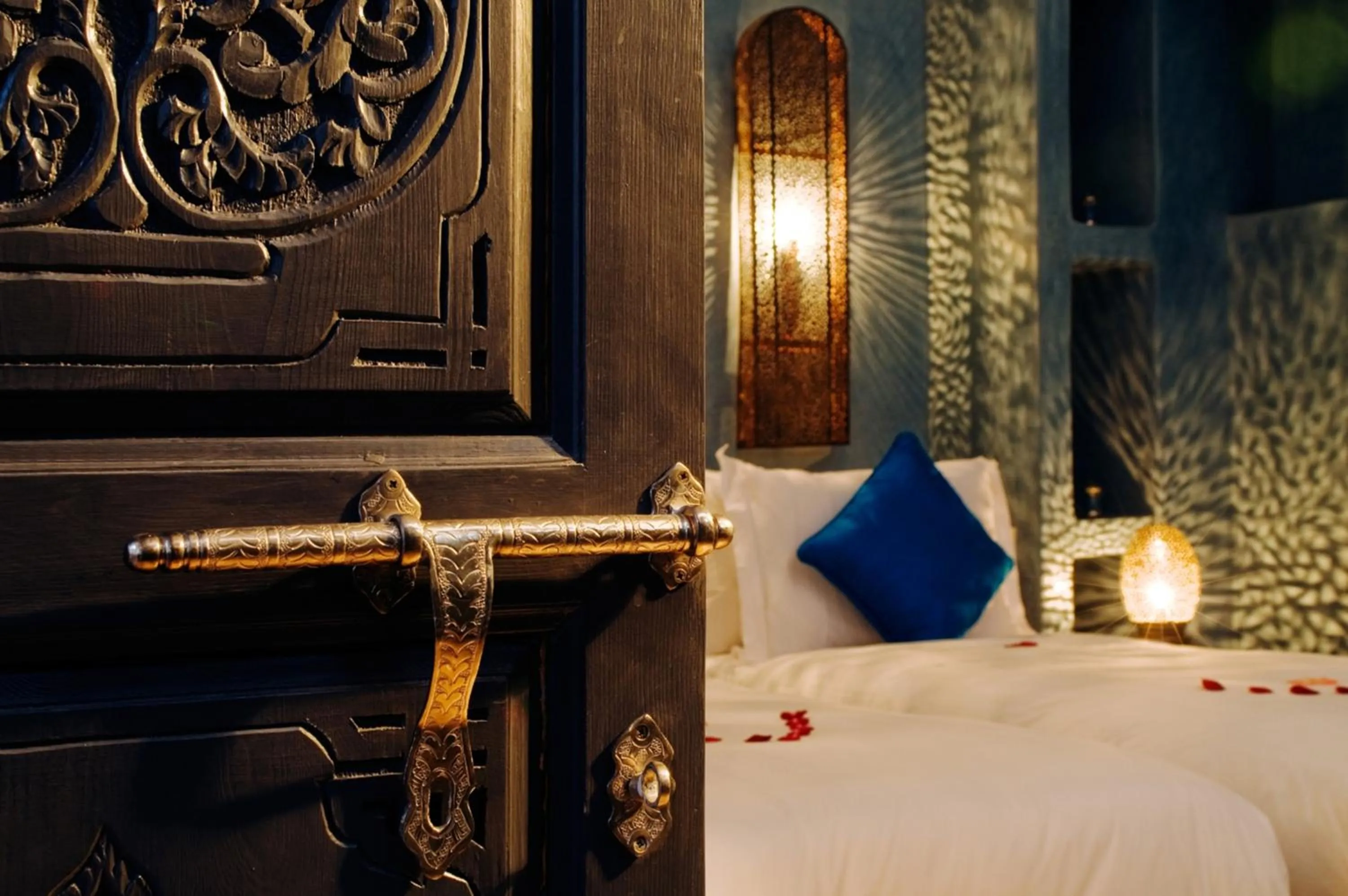 Decorative detail, Bed in Riad Cinnamon by Marrakech Riad
