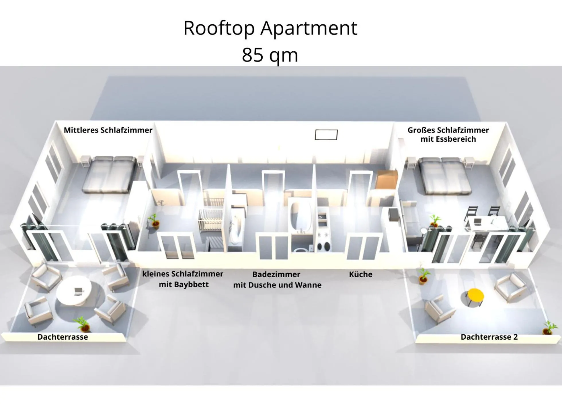 Leipzig-Residenz Waldstraße am Zoo und Red Bull Arena , Rooftop Apartment mit 2 Dachterrassen