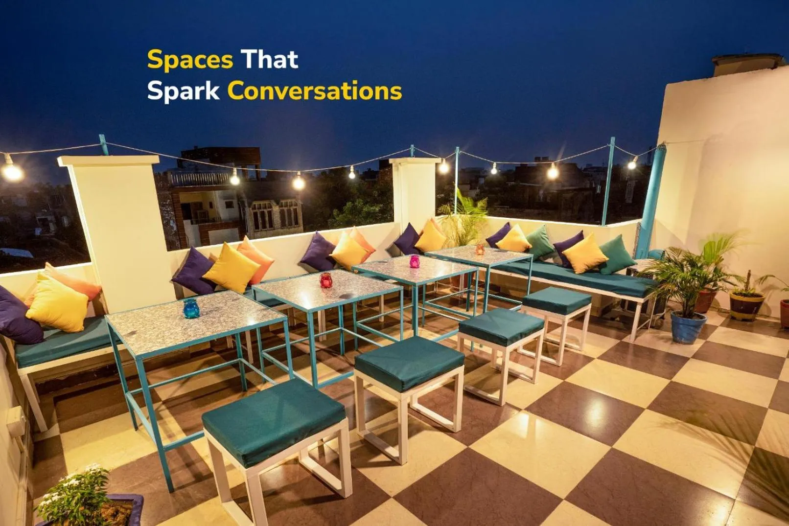 Seating area in goSTOPS Amritsar, Chatiwind Gate