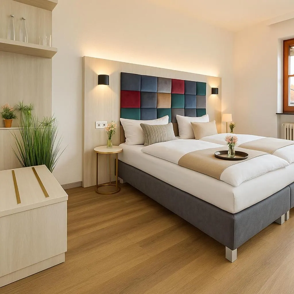 Bed in Hotel Daucher